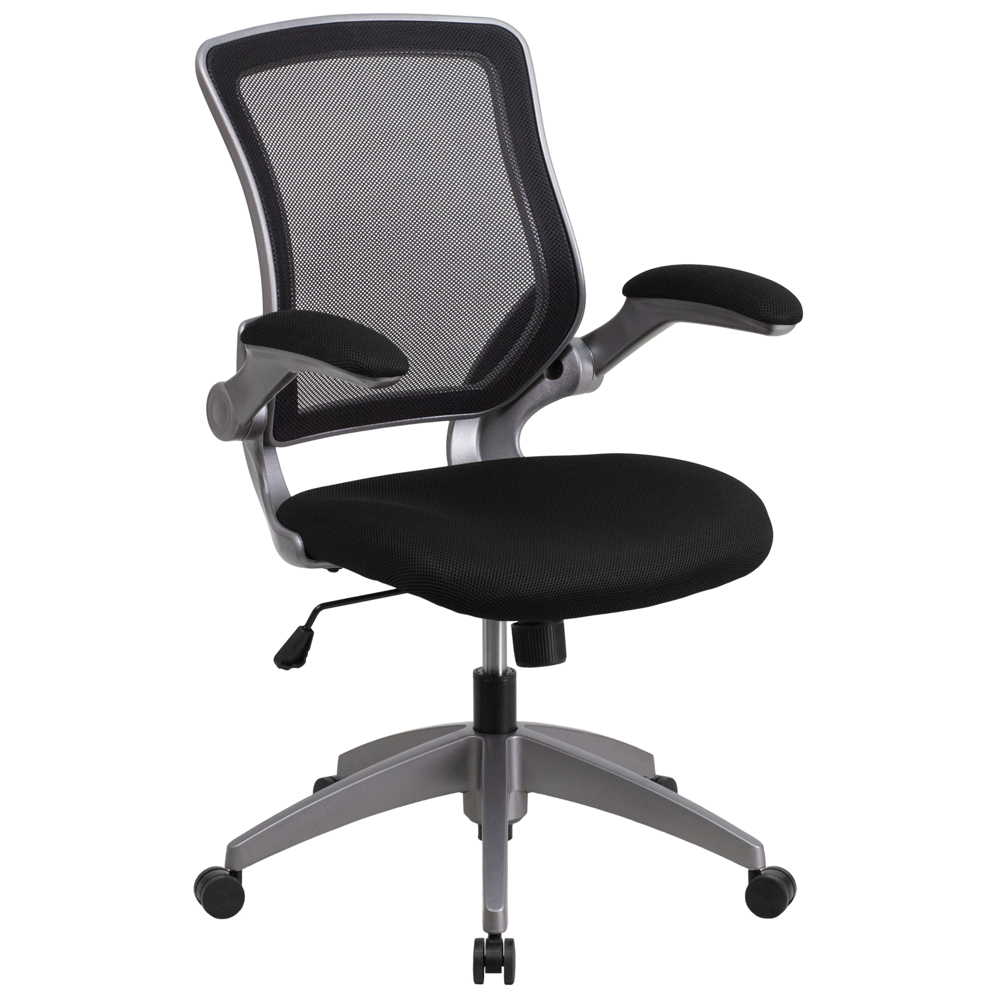 Flash Furniture, Mid-Back Black Mesh Swivel Chair with Flip-Up Arms, Primary Color Black, Included (qty.) 1, Model BLZP8805BK