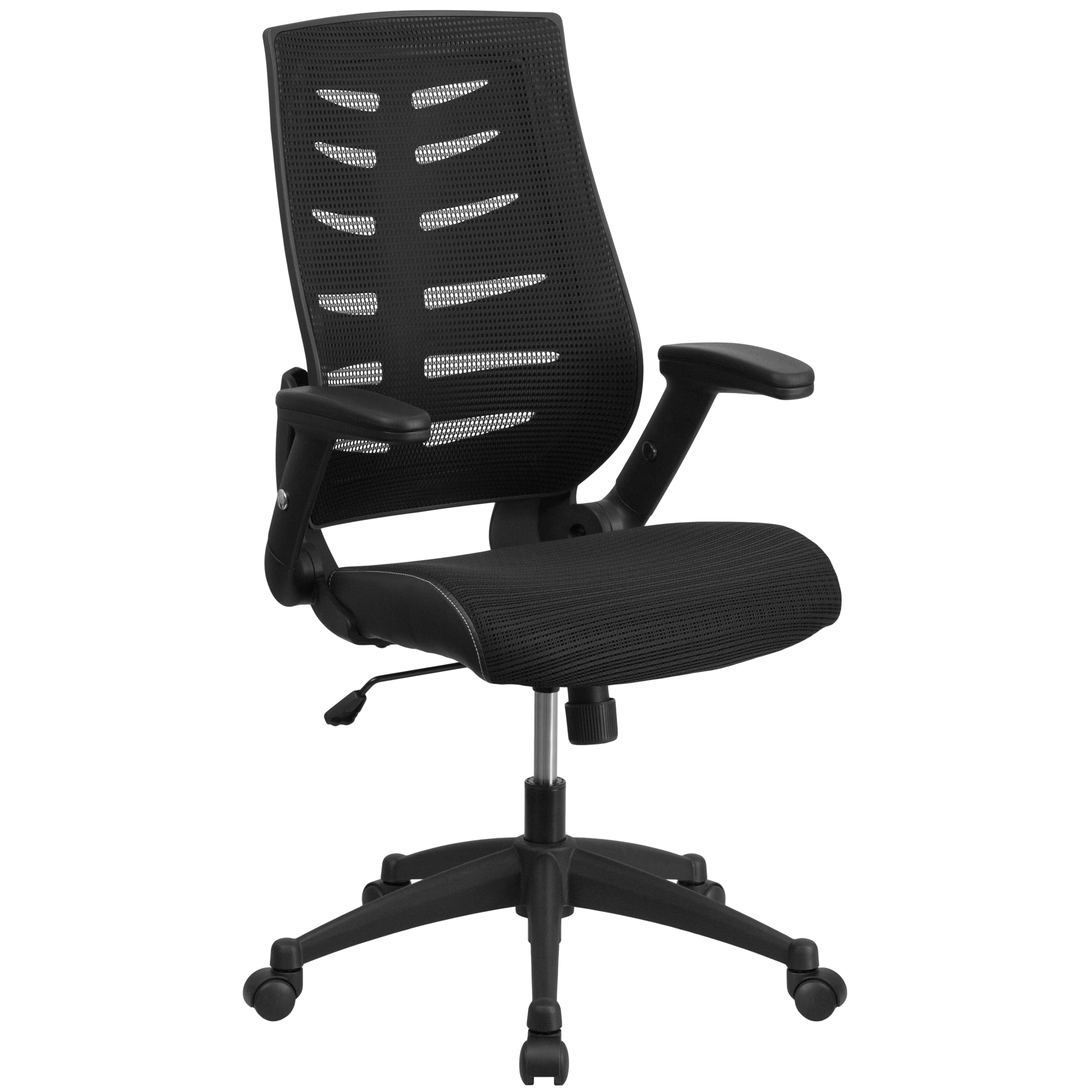 Flash Furniture, High Back Black Mesh Chair with Flip-Up Arms, Primary Color Black, Included (qty.) 1, Model BLZP809BK