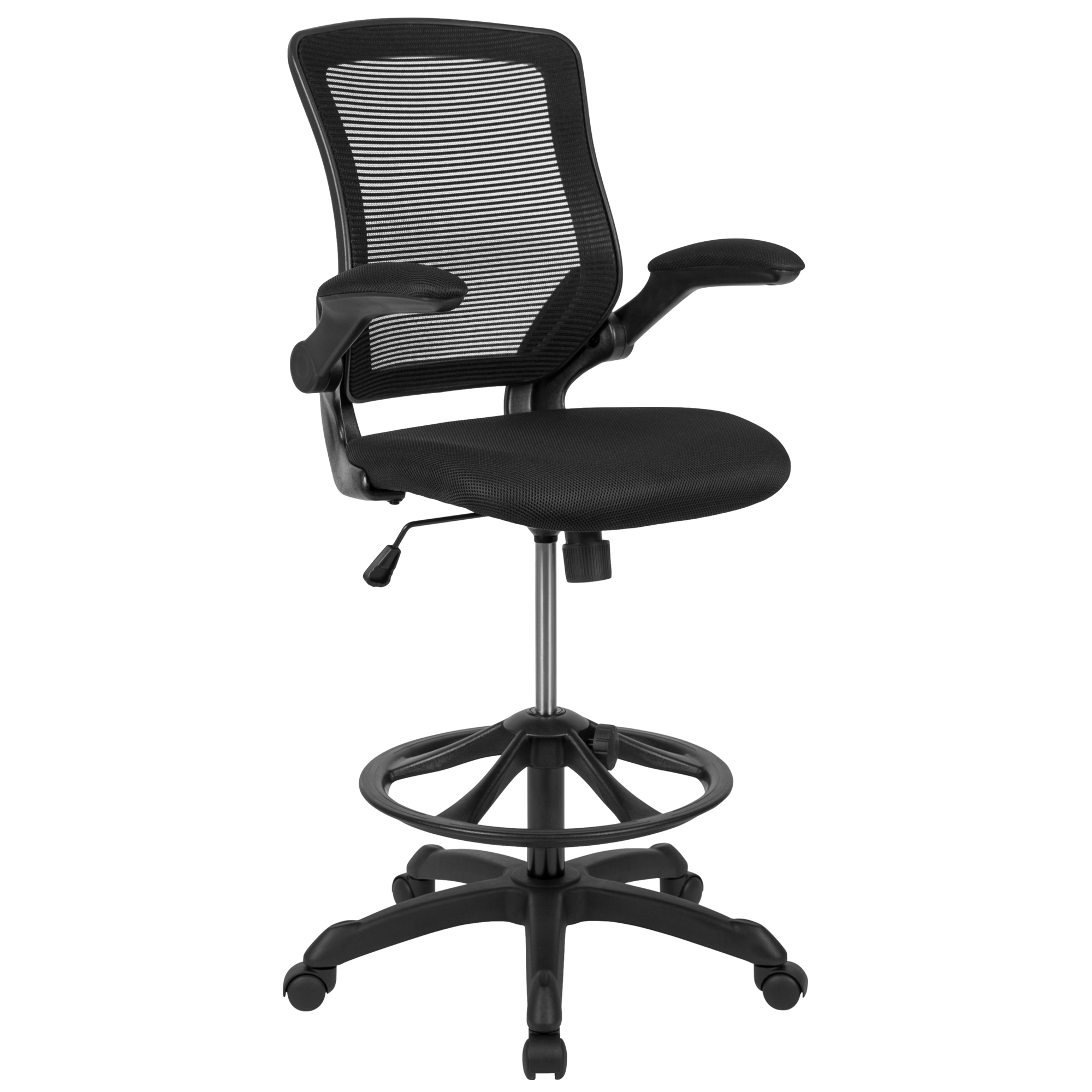 Flash Furniture, Mid-Back Black Mesh Ergonomic Drafting Chair, Primary Color Black, Included (qty.) 1 Model BLZP8805DBK