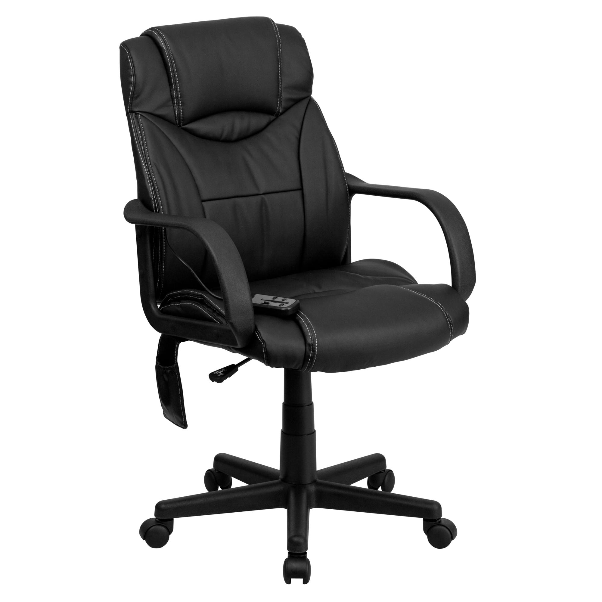 Flash Furniture, Mid-Back Massaging Black LeatherSoft Office Chair, Primary Color Black, Included (qty.) 1, Model BT2690P