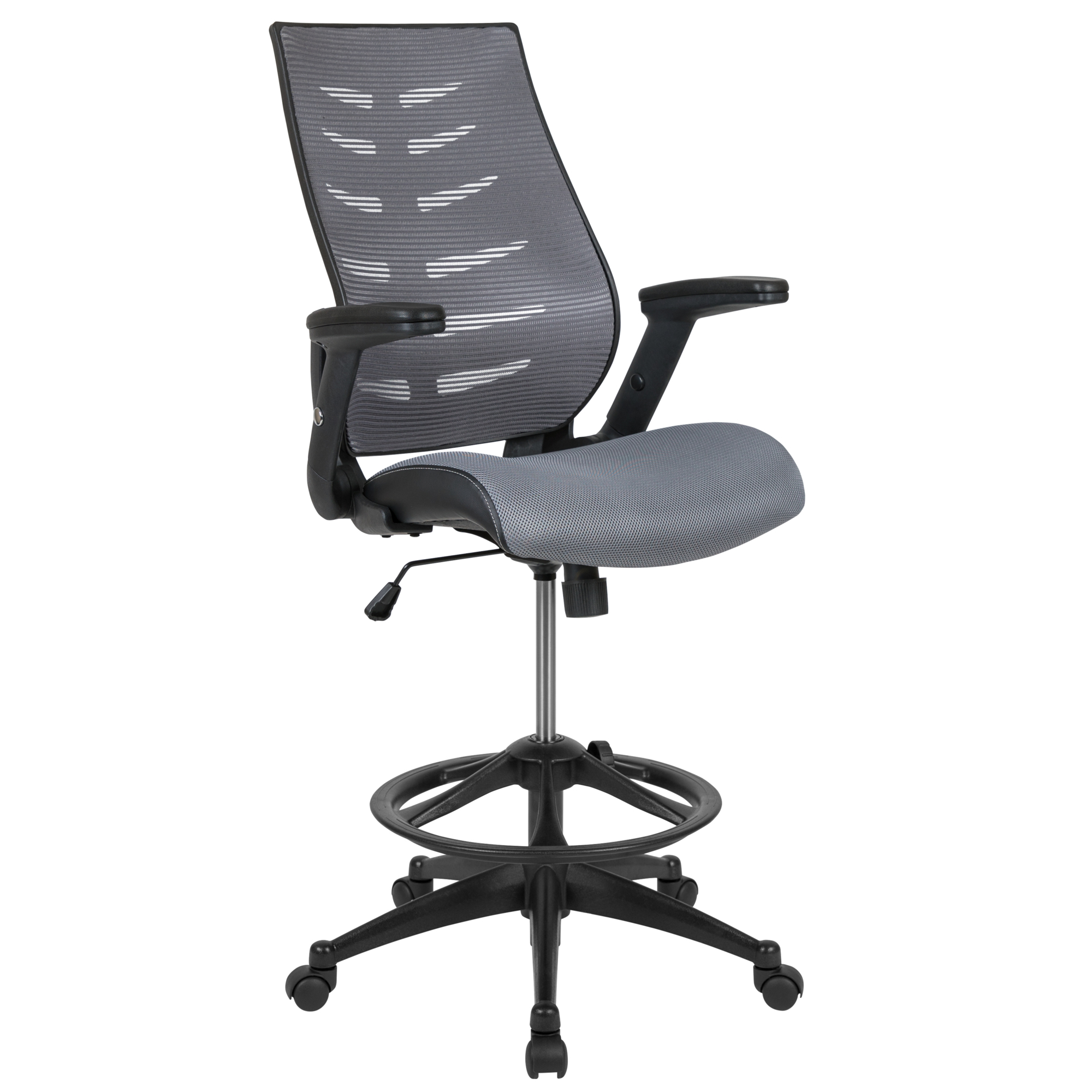 Flash Furniture, High Back Dark Gray Mesh Ergonomic Drafting Chair, Primary Color Gray, Included (qty.) 1, Model BLZP809DDKGY