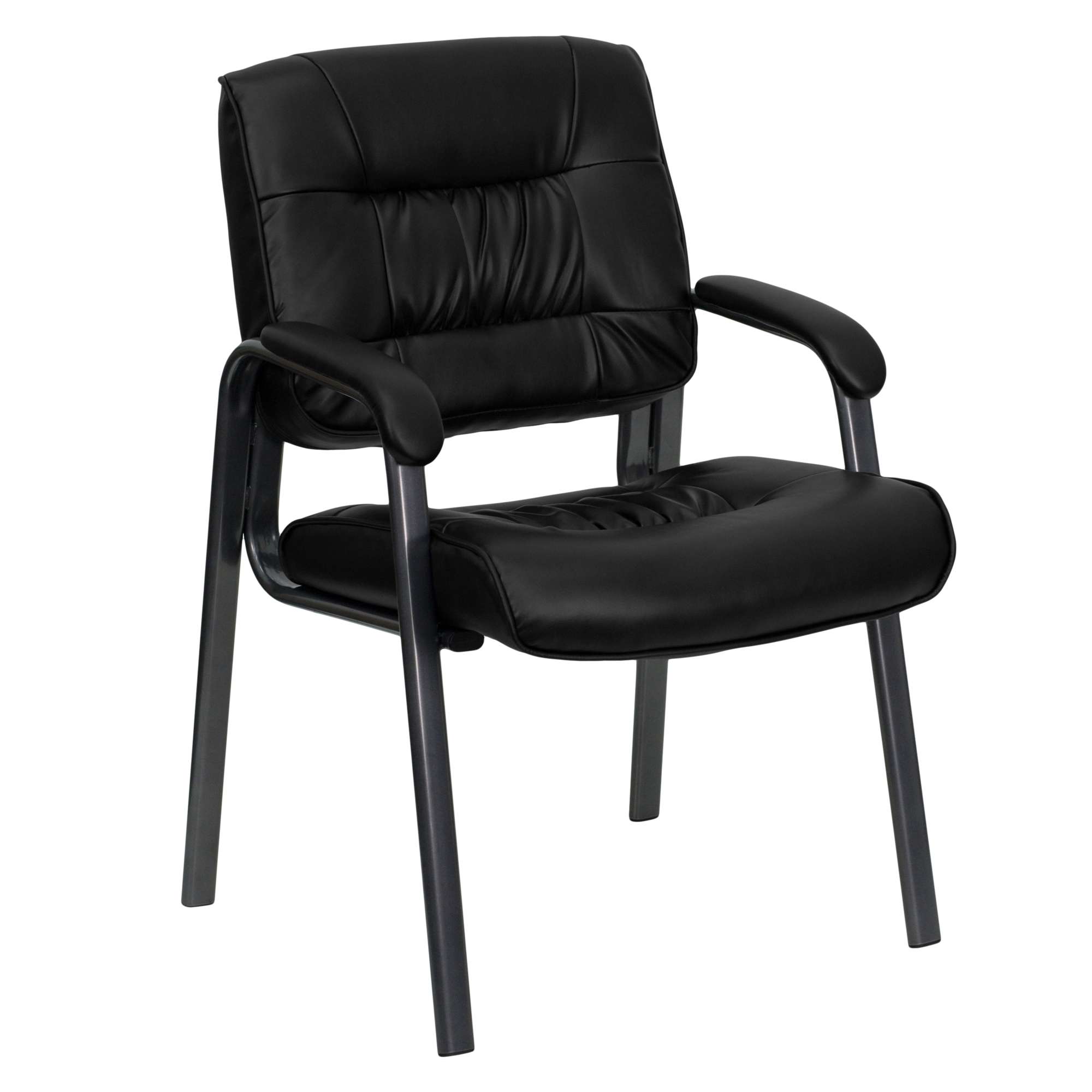 Flash Furniture, Black LeatherSoft Reception Chair w/Gray Frame, Primary Color Black, Included (qty.) 1, Model BT1404BKGY