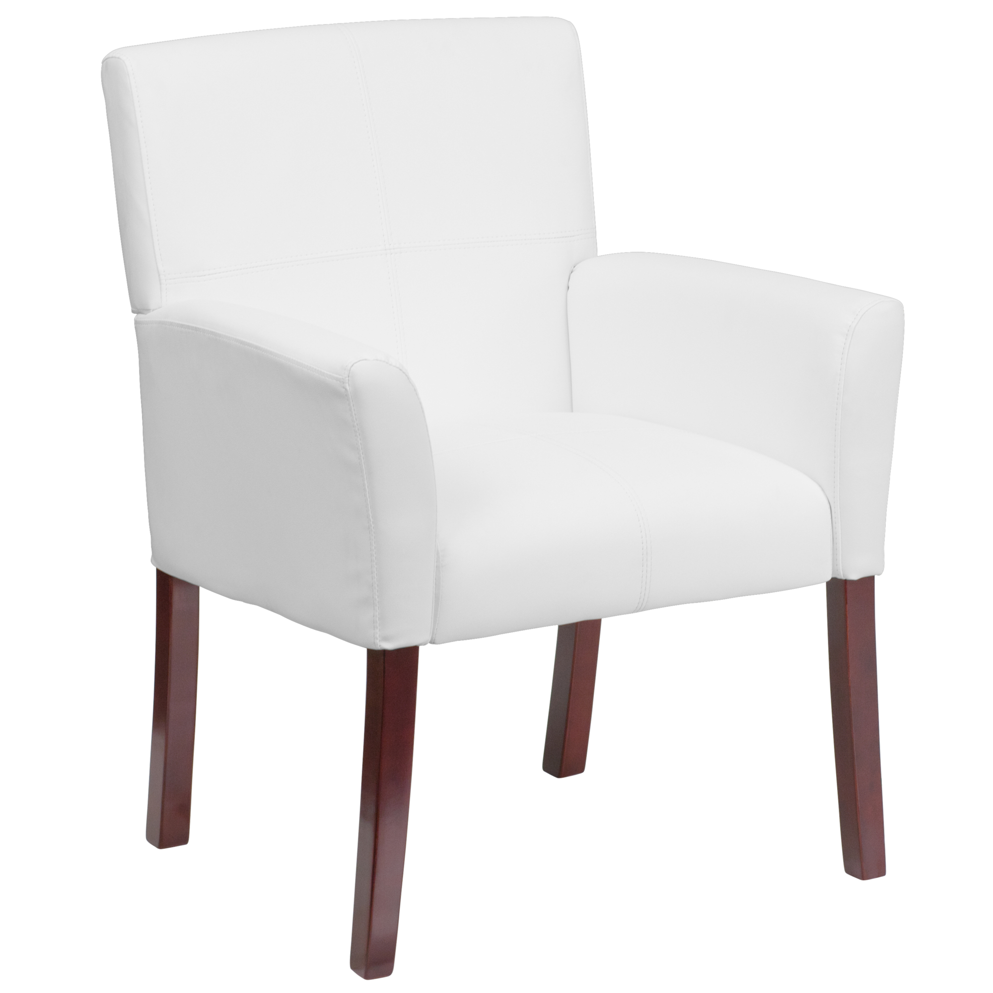 Flash Furniture, White LeatherSoft Side Chair with Mahogany Legs, Primary Color White, Included (qty.) 1, Model BT353WHLEA