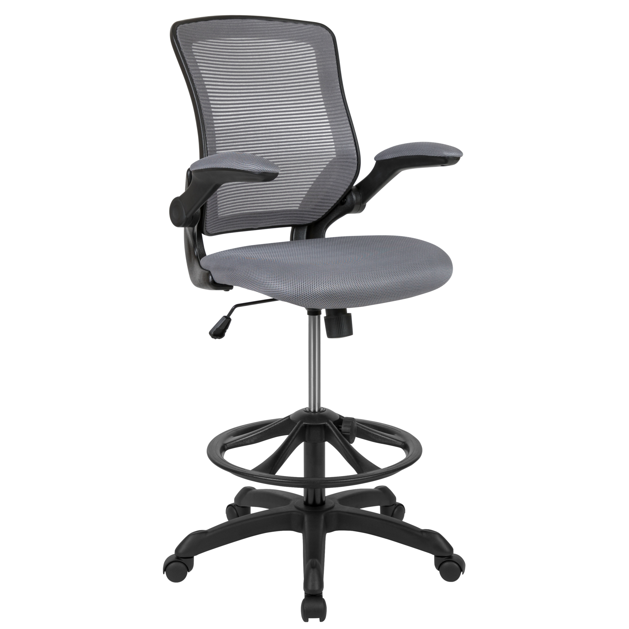 Flash Furniture, Mid-Back Dark Gray Mesh Ergonomic Drafting Chair, Primary Color Gray, Included (qty.) 1 Model BLZP8805DDKGY