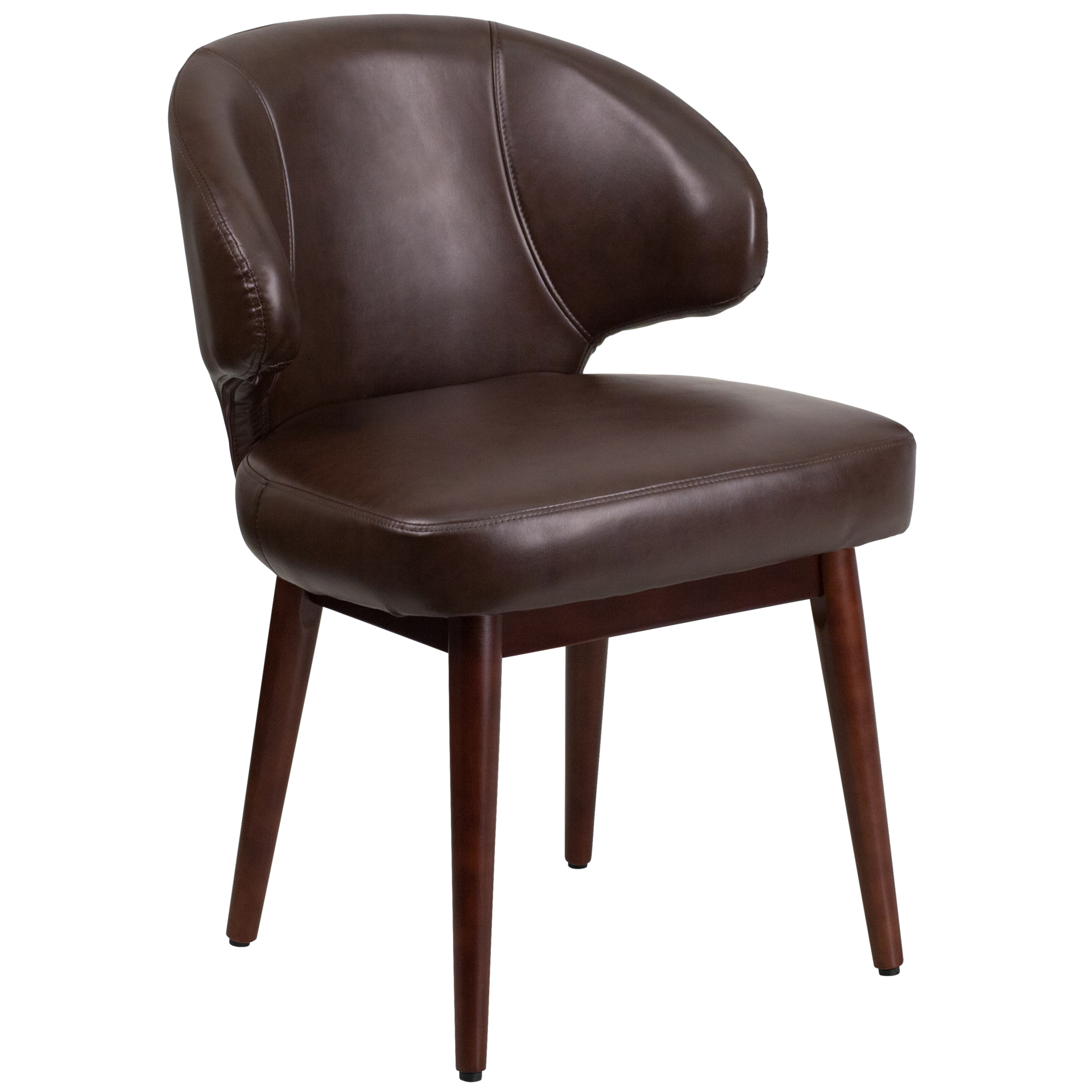 Flash Furniture, Brown LeatherSoft Reception Chair with Walnut Legs, Primary Color Brown, Included (qty.) 1, Model BT4BN