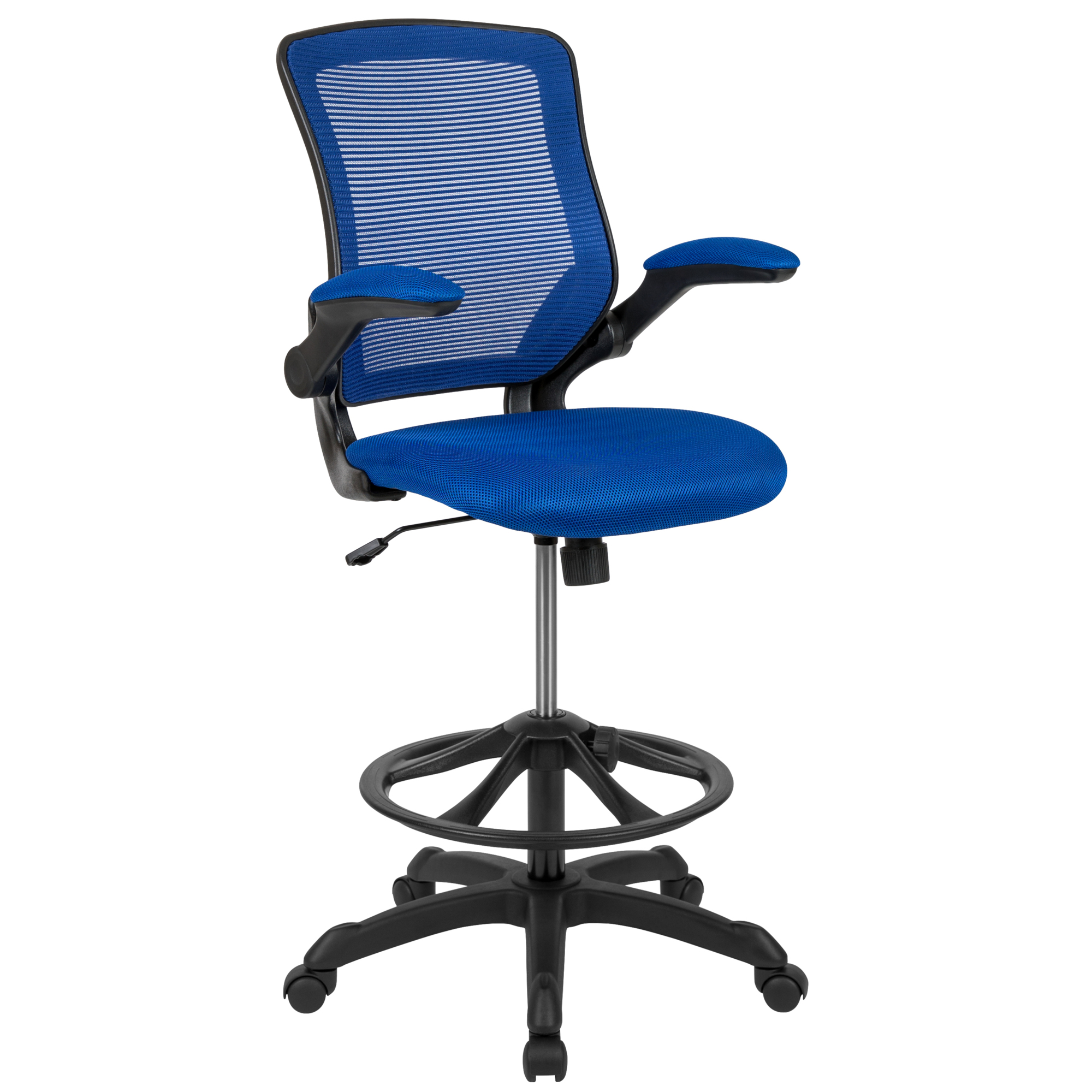 Flash Furniture, Mid-Back Blue Mesh Ergonomic Drafting Chair, Primary Color Blue, Included (qty.) 1 Model BLZP8805DBLUE