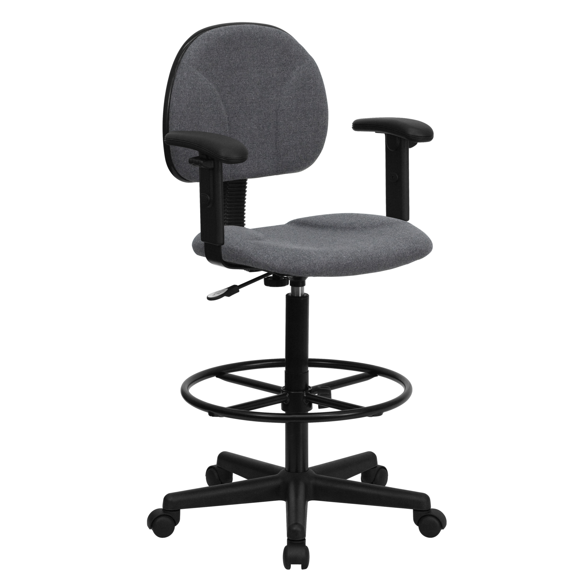 Flash Furniture, Gray Fabric Drafting Chair with Adjustable Arms, Primary Color Gray, Included (qty.) 1, Model BT659GRYARMS