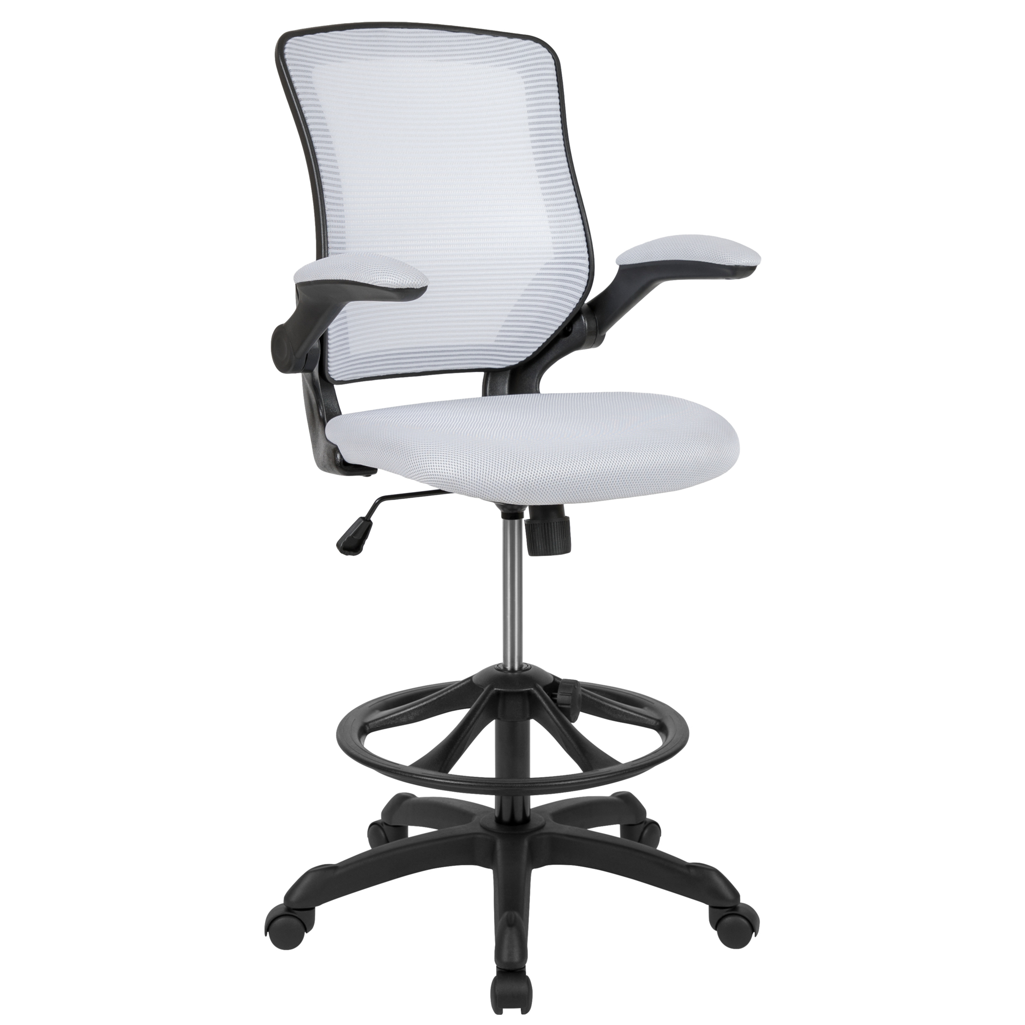 Flash Furniture, Mid-Back White Mesh Ergonomic Drafting Chair, Primary Color White, Included (qty.) 1 Model BLZP8805DWH