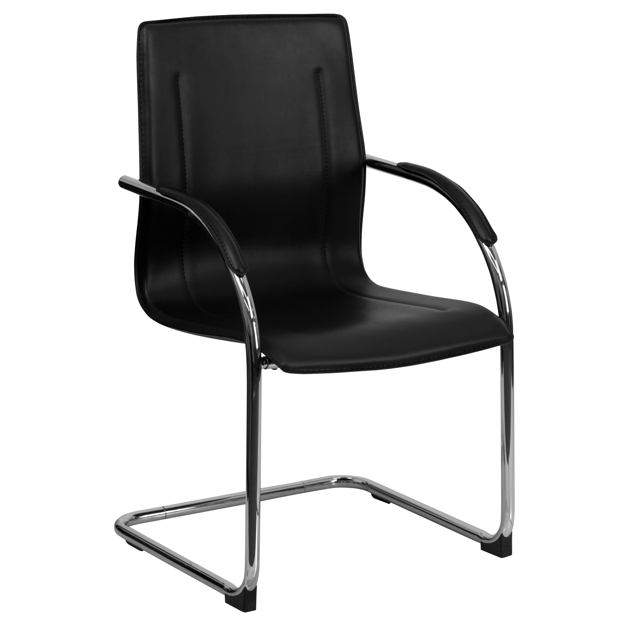 Flash Furniture, Black Vinyl Reception Chair with Chrome Sled Base, Primary Color Black, Included (qty.) 1, Model BT509BK