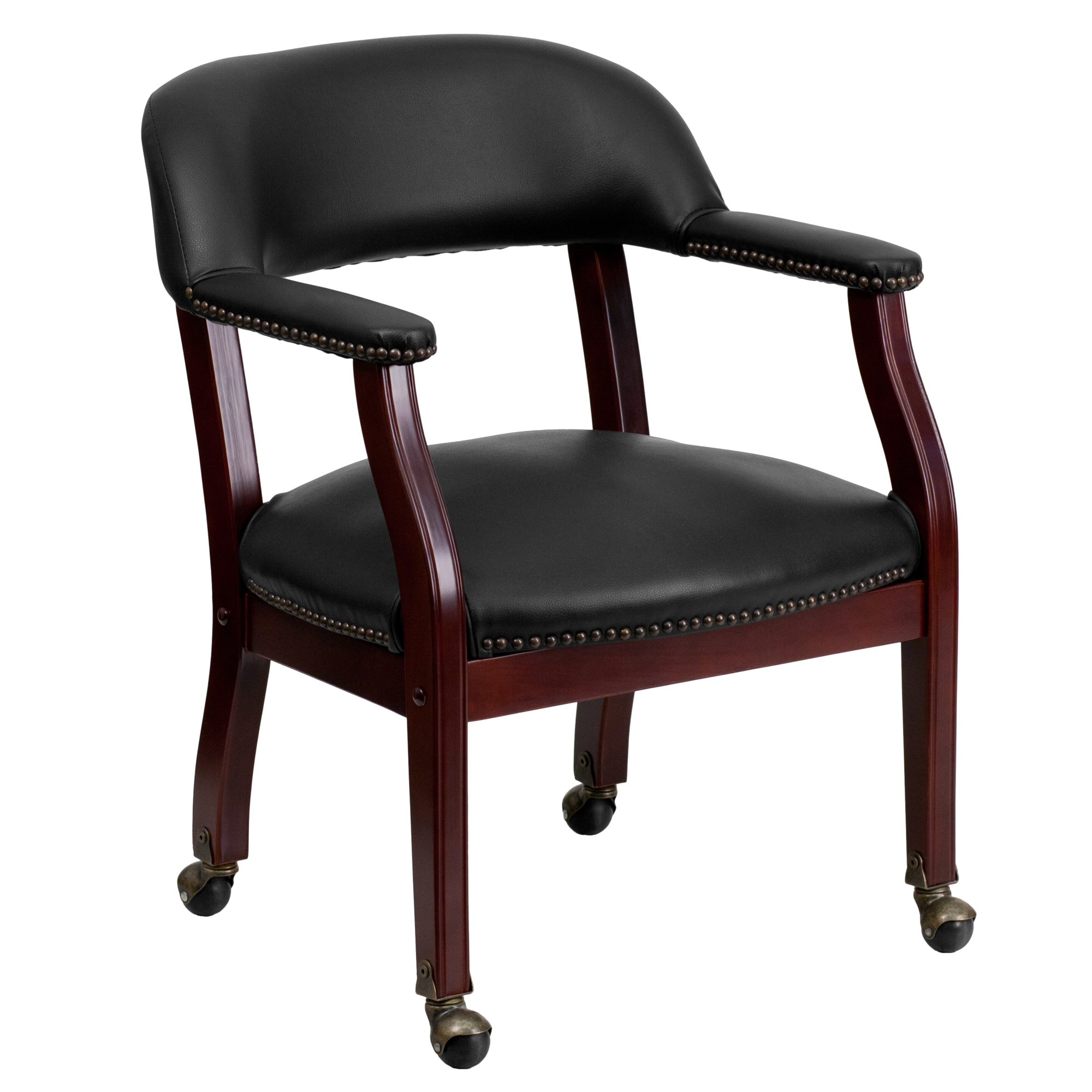 Flash Furniture, Black Vinyl Chair with Accent Nail Trim Casters, Primary Color Black, Included (qty.) 1, Model BZ100BLK