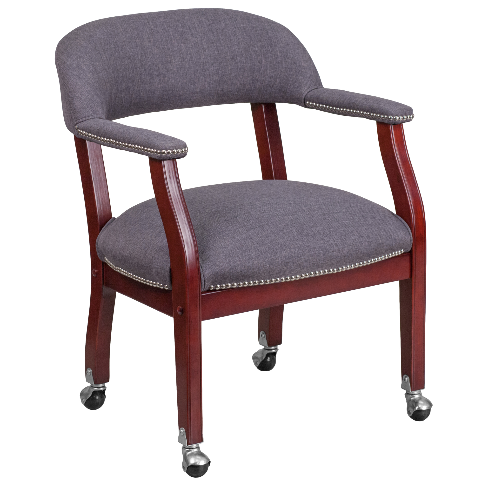 Flash Furniture, Gray Fabric Chair with Accent Nail Trim Casters, Primary Color Gray, Included (qty.) 1, Model BZ100GY