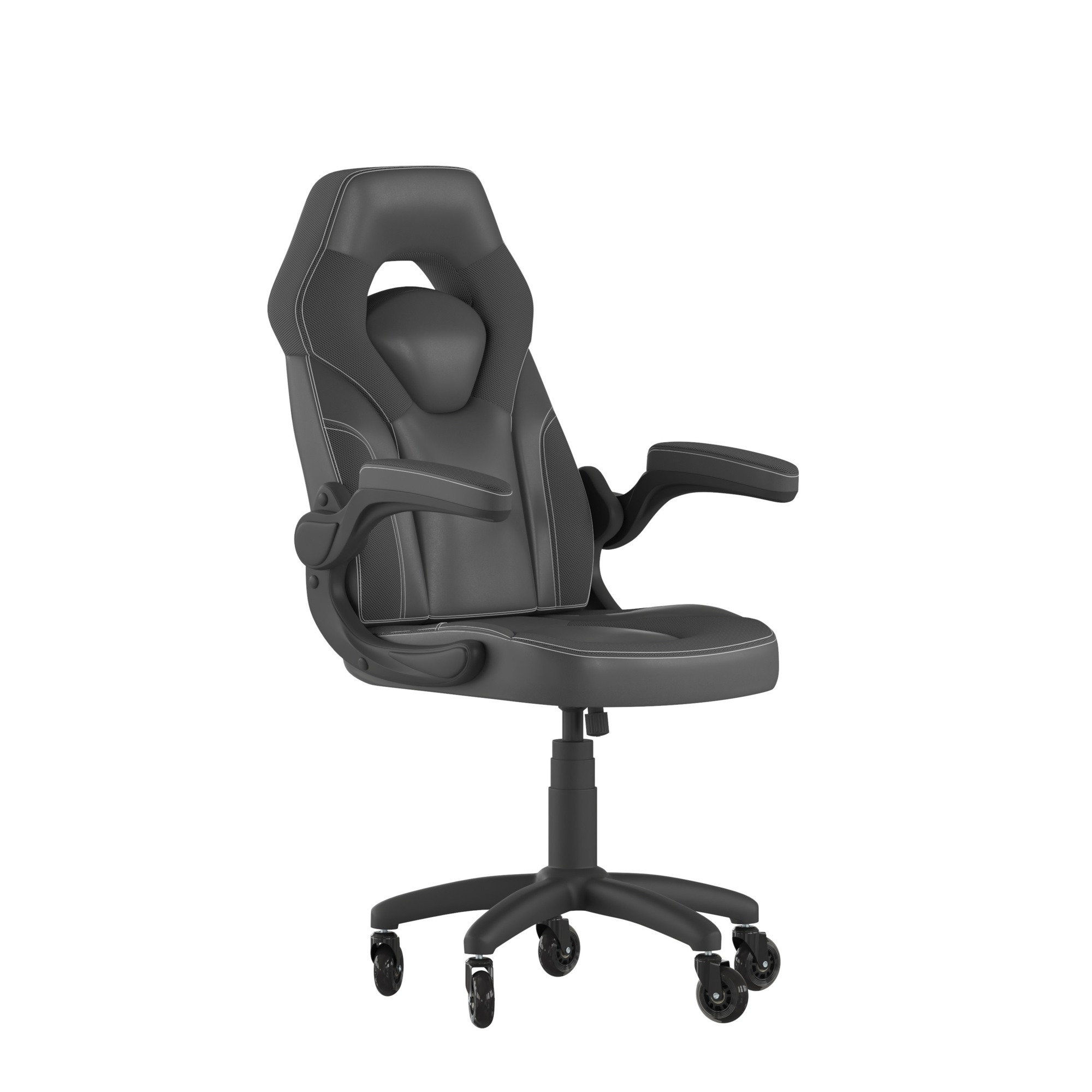 Flash Furniture, Black LeatherSoft Gaming Chair - Skate Wheels, Primary Color Black, Included (qty.) 2, Model CH00095BKRLB