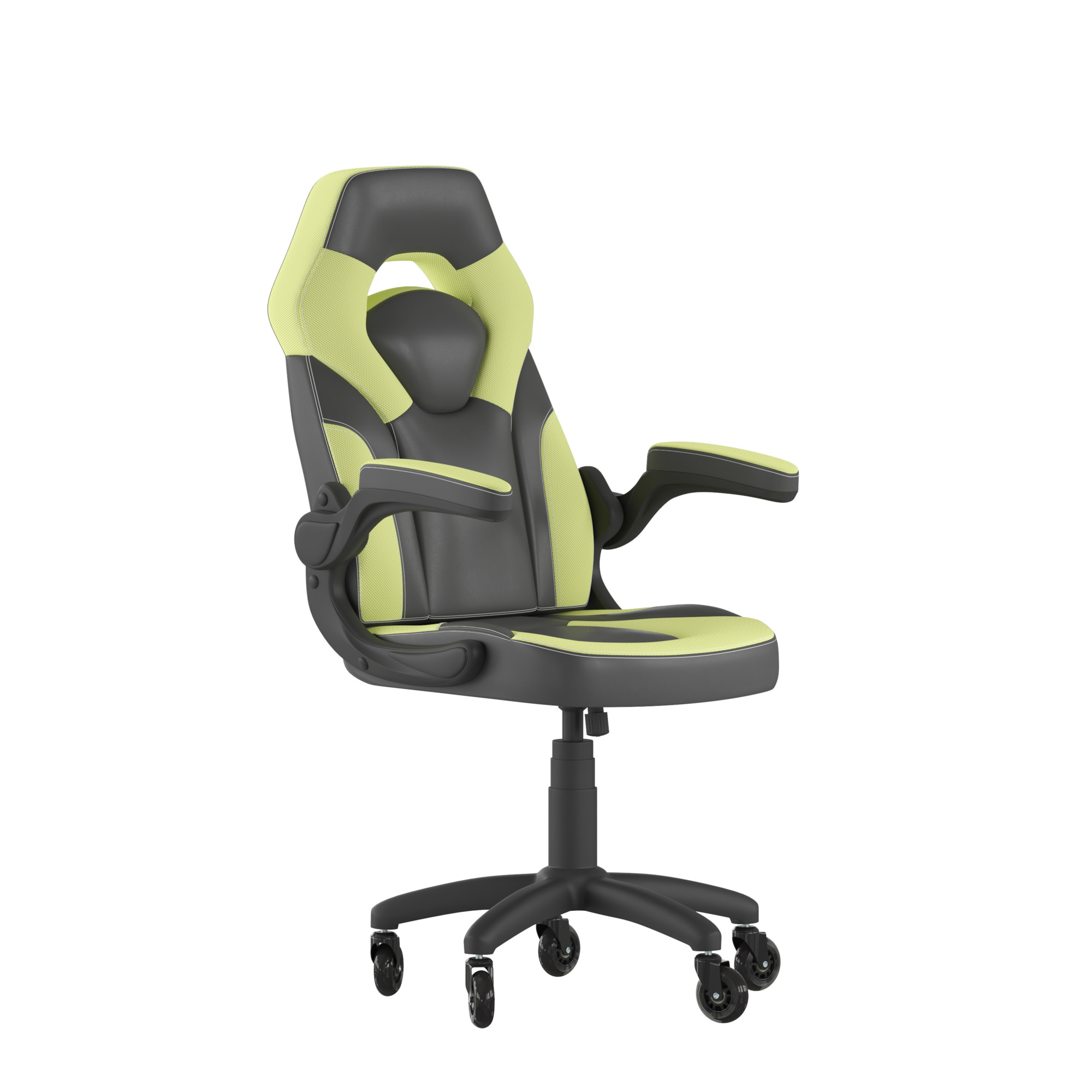 Flash Furniture, Green LeatherSoft Gaming Chair - Skate Wheels, Primary Color Green, Included (qty.) 2, Model CH00095GNRLB