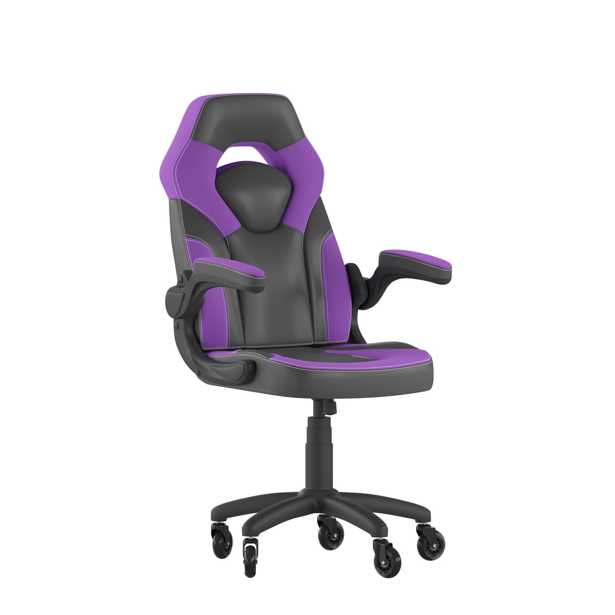 Flash Furniture, Purple LeatherSoft Gaming Chair - Skate Wheels, Primary Color Purple, Included (qty.) 2, Model CH00095PRRLB