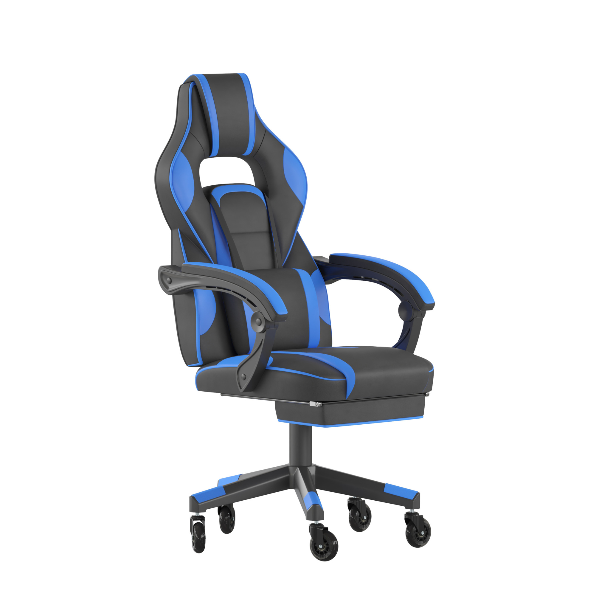 Flash Furniture, Blue LeatherSoft Gaming Chair with Skater Wheels, Primary Color Blue, Included (qty.) 2, Model CH00288BLRLB