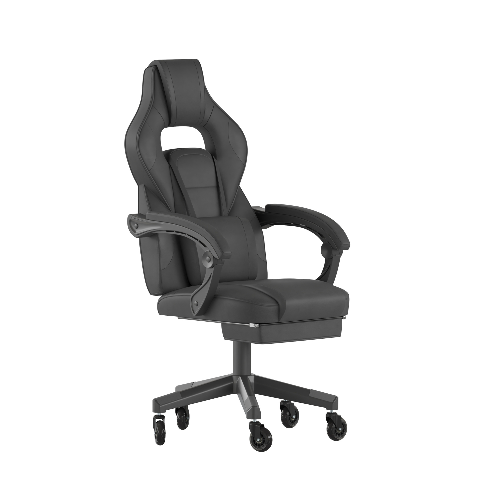 Flash Furniture, Black LeatherSoft Gaming Chair with Skater Wheels, Primary Color Black, Included (qty.) 2, Model CH00288BKBKRLB