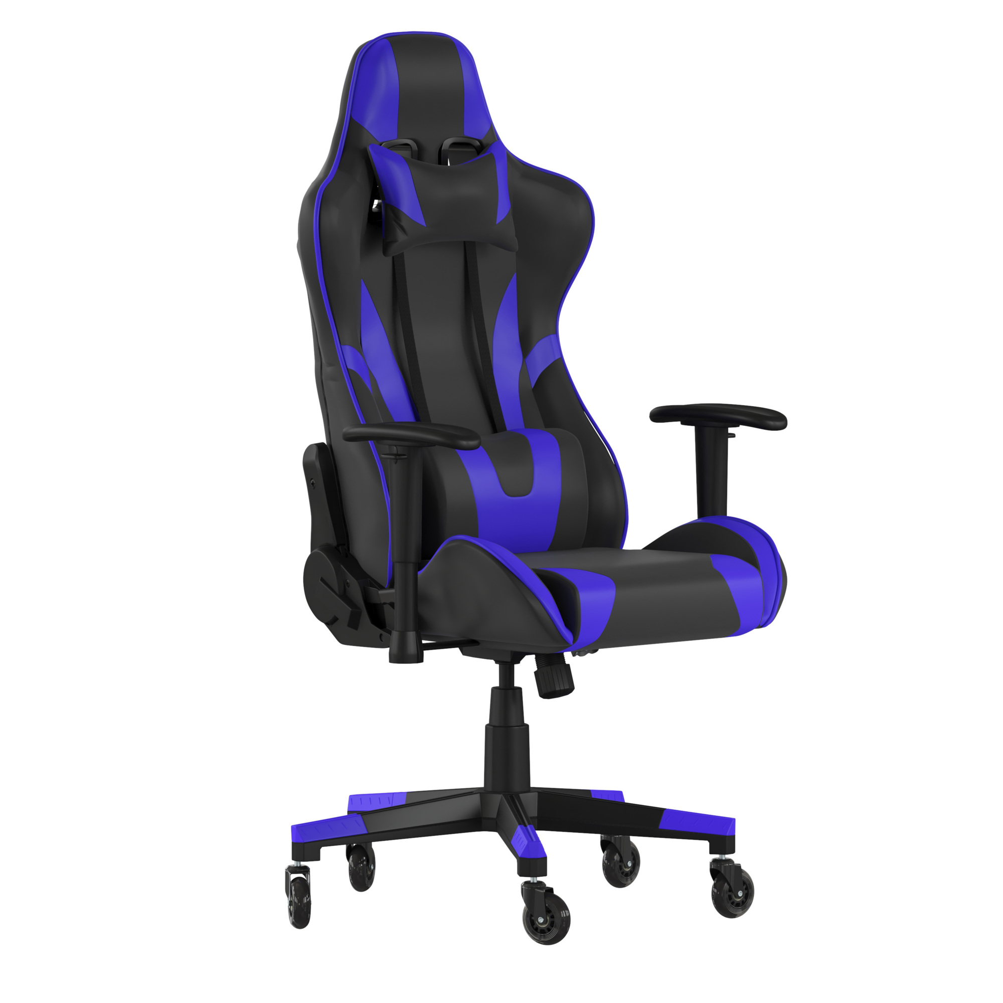 Flash Furniture, Blue LeatherSoft Gaming Chair with Roller Wheels, Primary Color Blue, Included (qty.) 2, Model CH1872301BLRLB