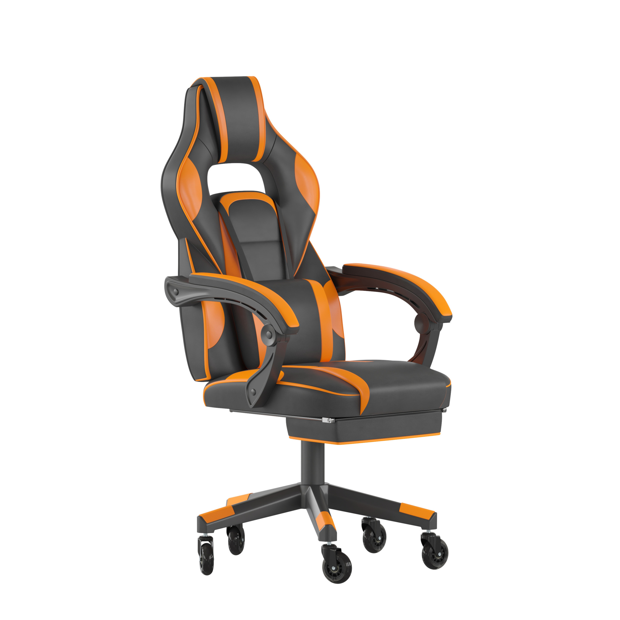 Flash Furniture, Orange LeatherSoft Gaming Chair with Skater Wheels, Primary Color Orange, Included (qty.) 2, Model CH00288ORRLB