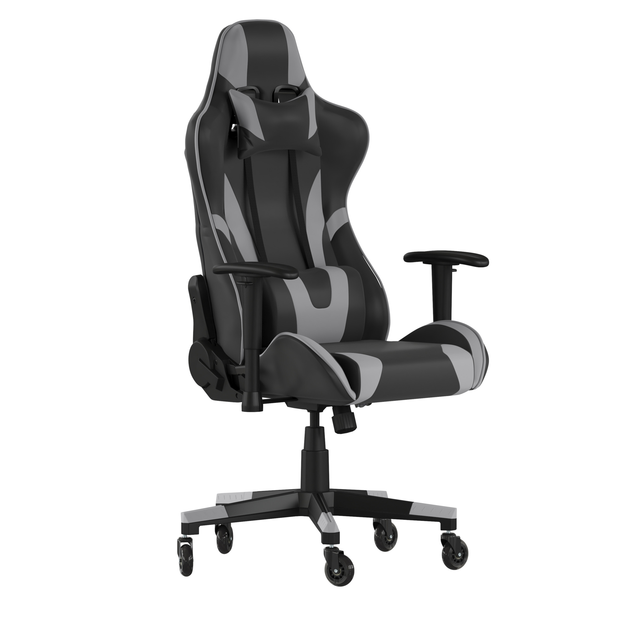 Flash Furniture, Gray LeatherSoft Gaming Chair with Roller Wheels, Primary Color Gray, Included (qty.) 2, Model CH1872301GYRLB