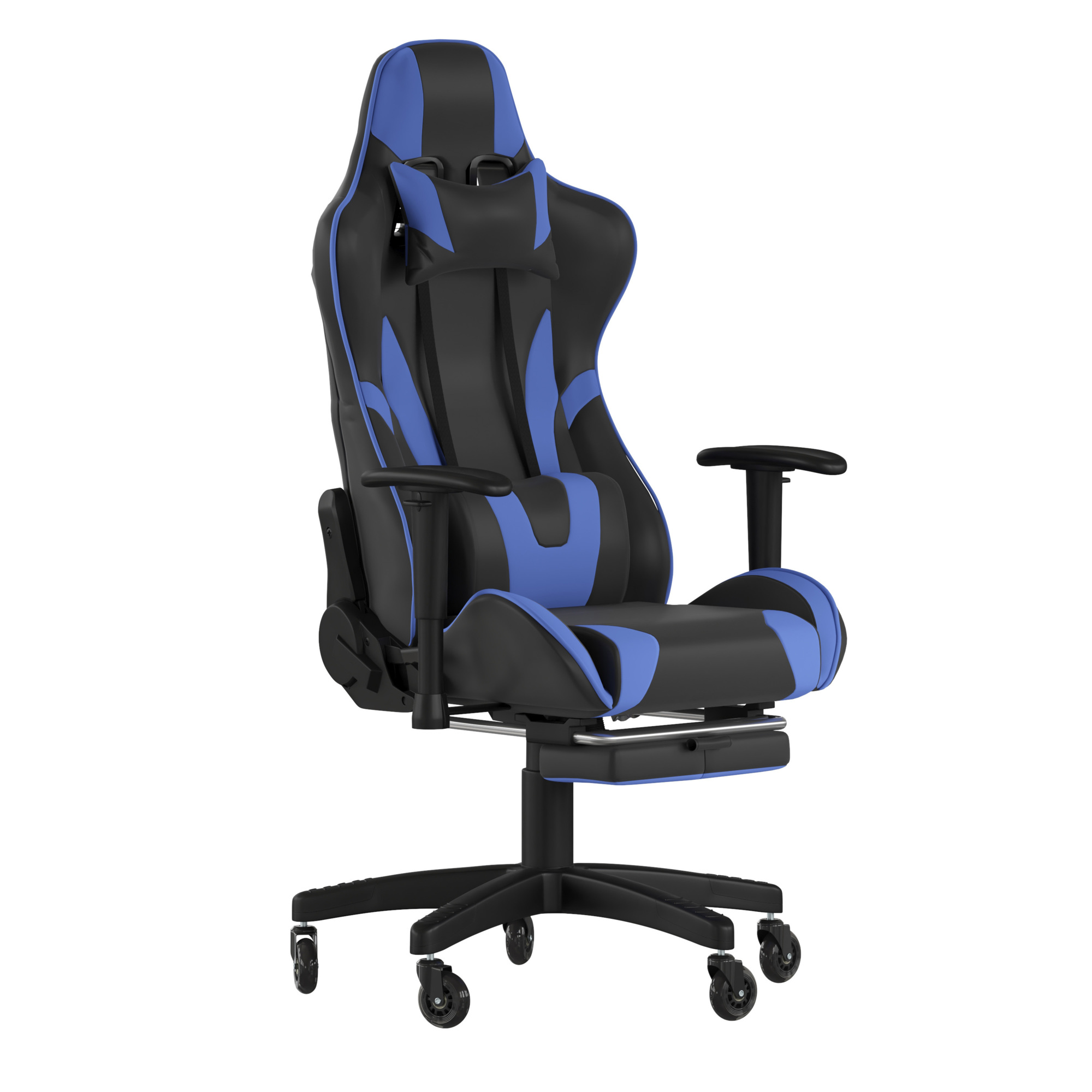 Flash Furniture, Blue LeatherSoft Gaming Chair with Roller Wheels, Primary Color Blue, Included (qty.) 2, Model CH187230BLRLB