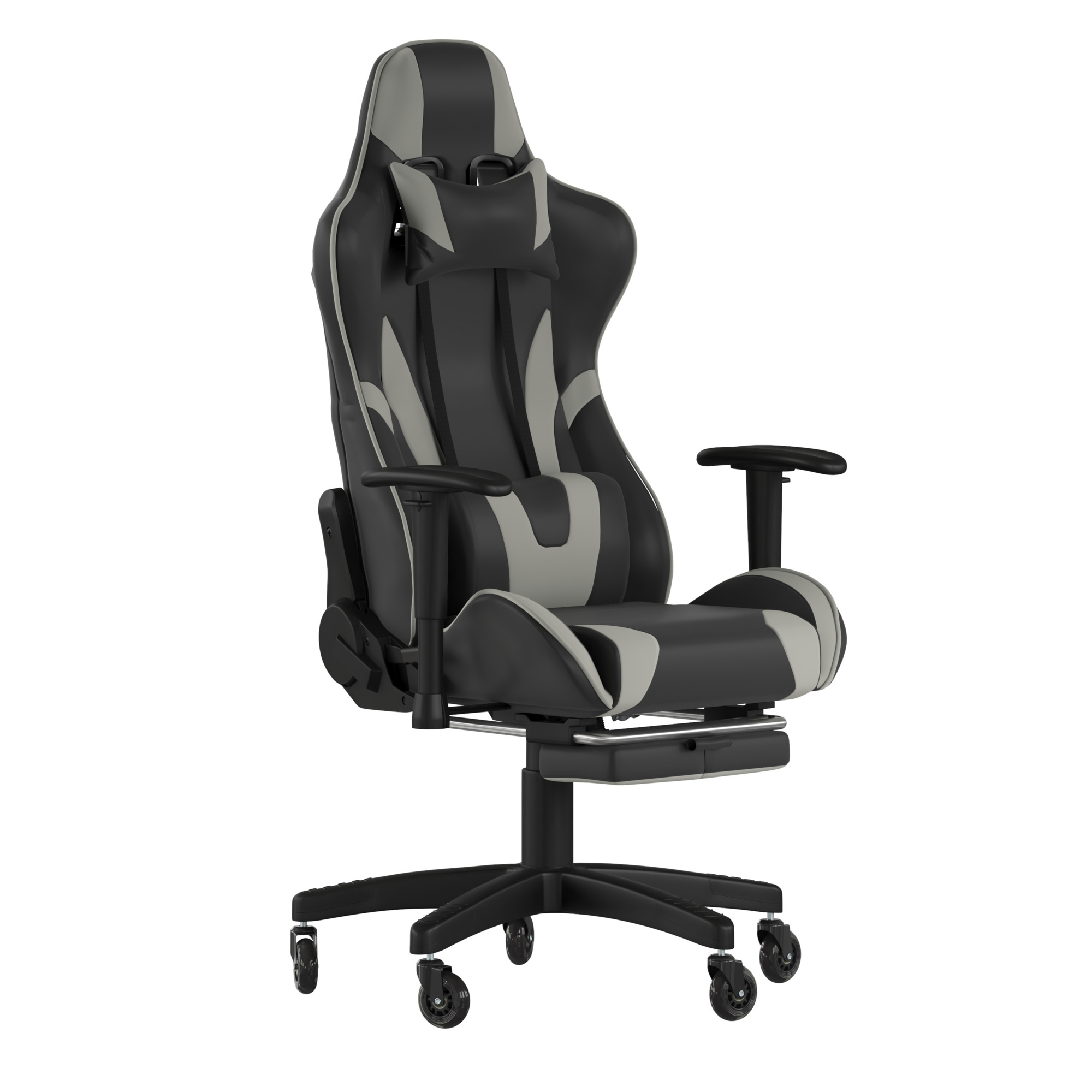 Flash Furniture, Gray LeatherSoft Gaming Chair with Roller Wheels, Primary Color Gray, Included (qty.) 2, Model CH187230GYRLB