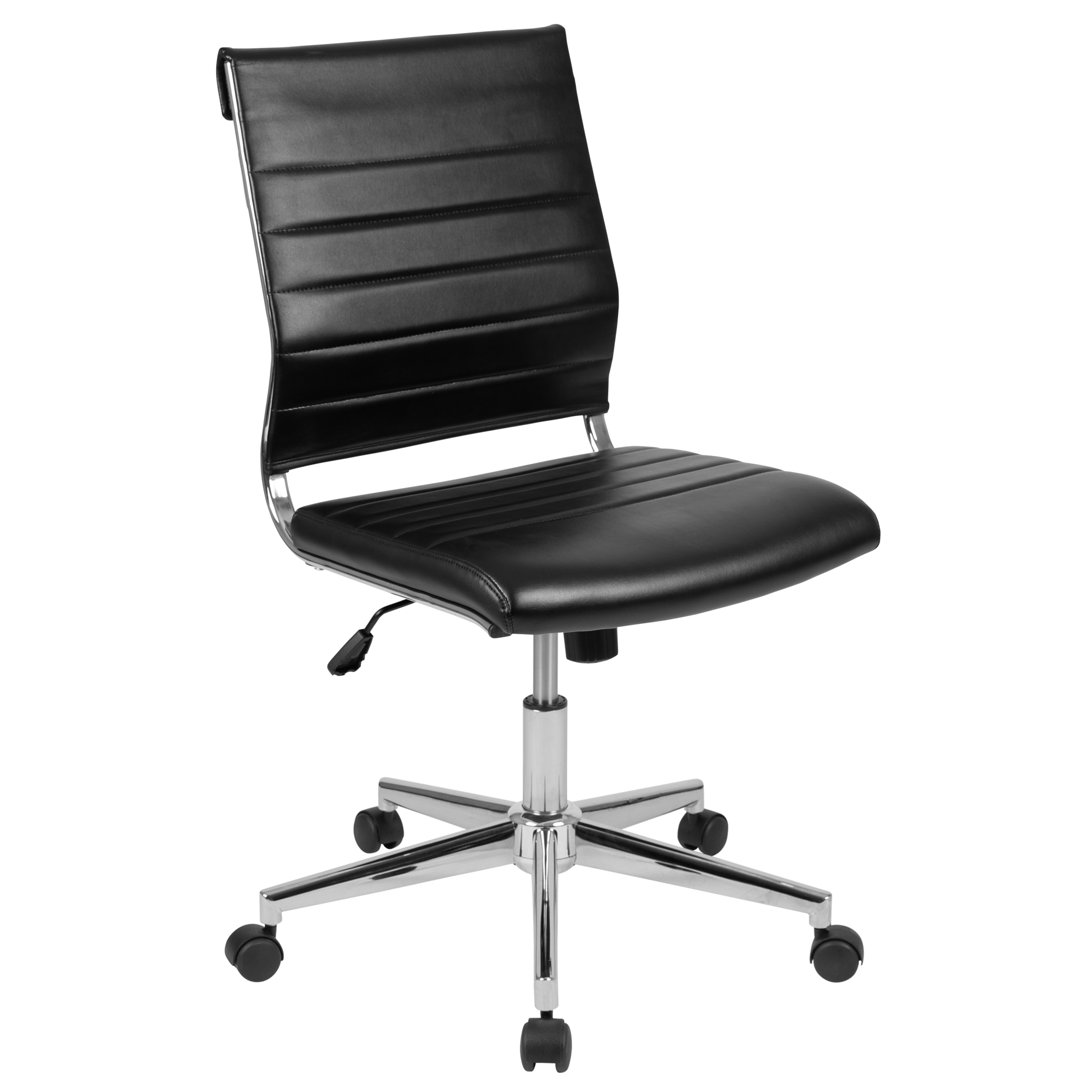 Flash Furniture, Mid-Back Armless Black LeatherSoft Office Chair, Primary Color Black, Included (qty.) 1, Model BT20595MNABK