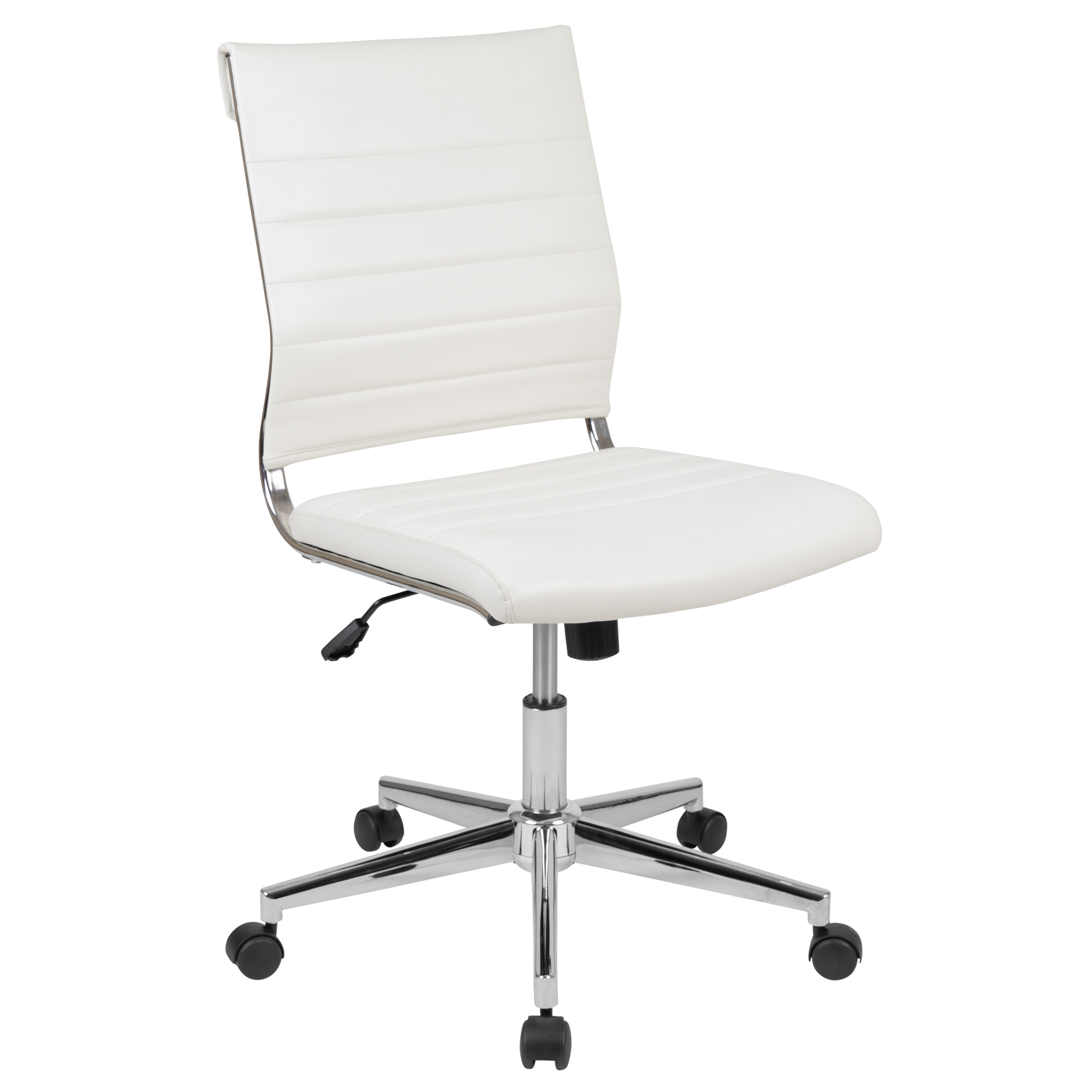 Flash Furniture, Mid-Back Armless White LeatherSoft Office Chair, Primary Color White, Included (qty.) 1, Model BT20595MNAWH