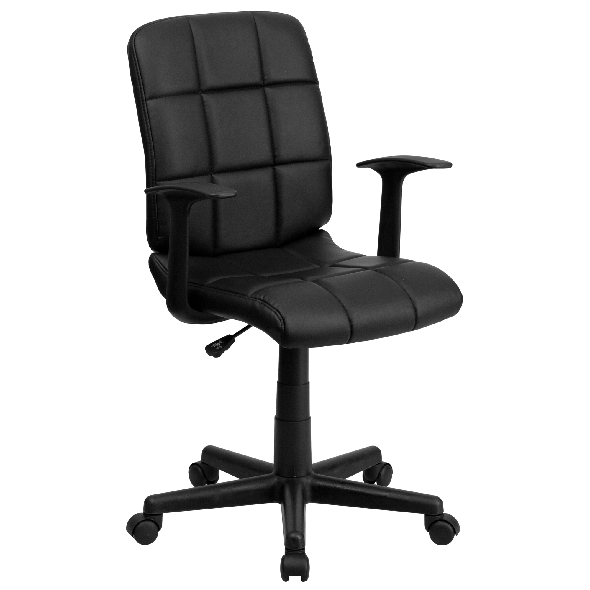 Flash Furniture, Mid-Back Black Quilted Vinyl Swivel Task Chair, Primary Color Black, Included (qty.) 1, Model GO16911BKA