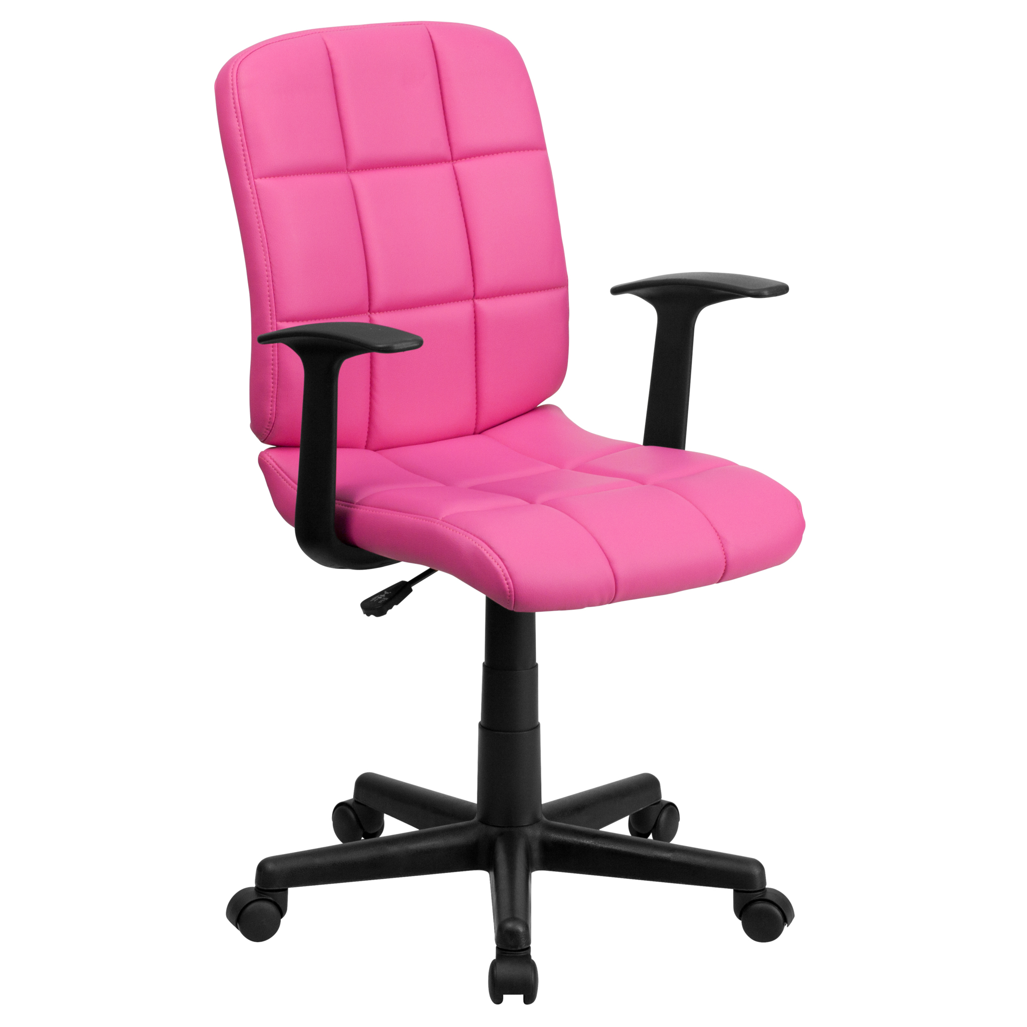 Flash Furniture, Mid-Back Pink Quilted Vinyl Swivel Task Chair, Primary Color Pink, Included (qty.) 1, Model GO16911PINKA