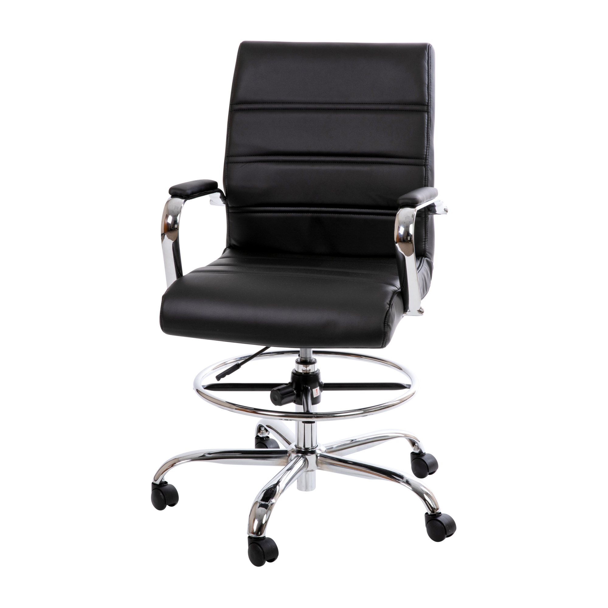 Flash Furniture, Black LeatherSoft Drafting Chair with Foot Ring, Primary Color Black, Included (qty.) 1, Model GO2286BBK