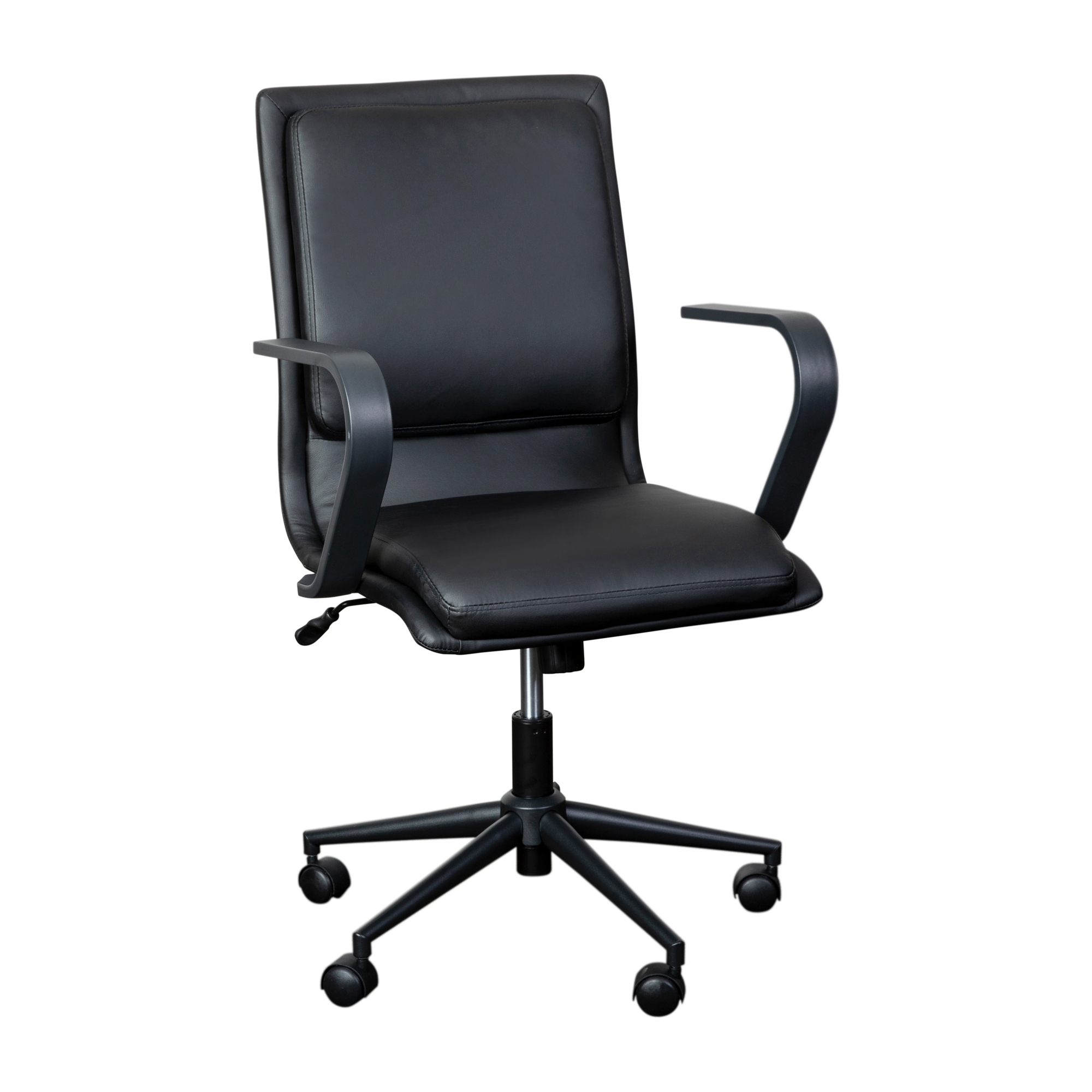 Flash Furniture, Black LeatherSoft Office Chair with Black Arms, Primary Color Black, Included (qty.) 1, Model GO21111BBKBK