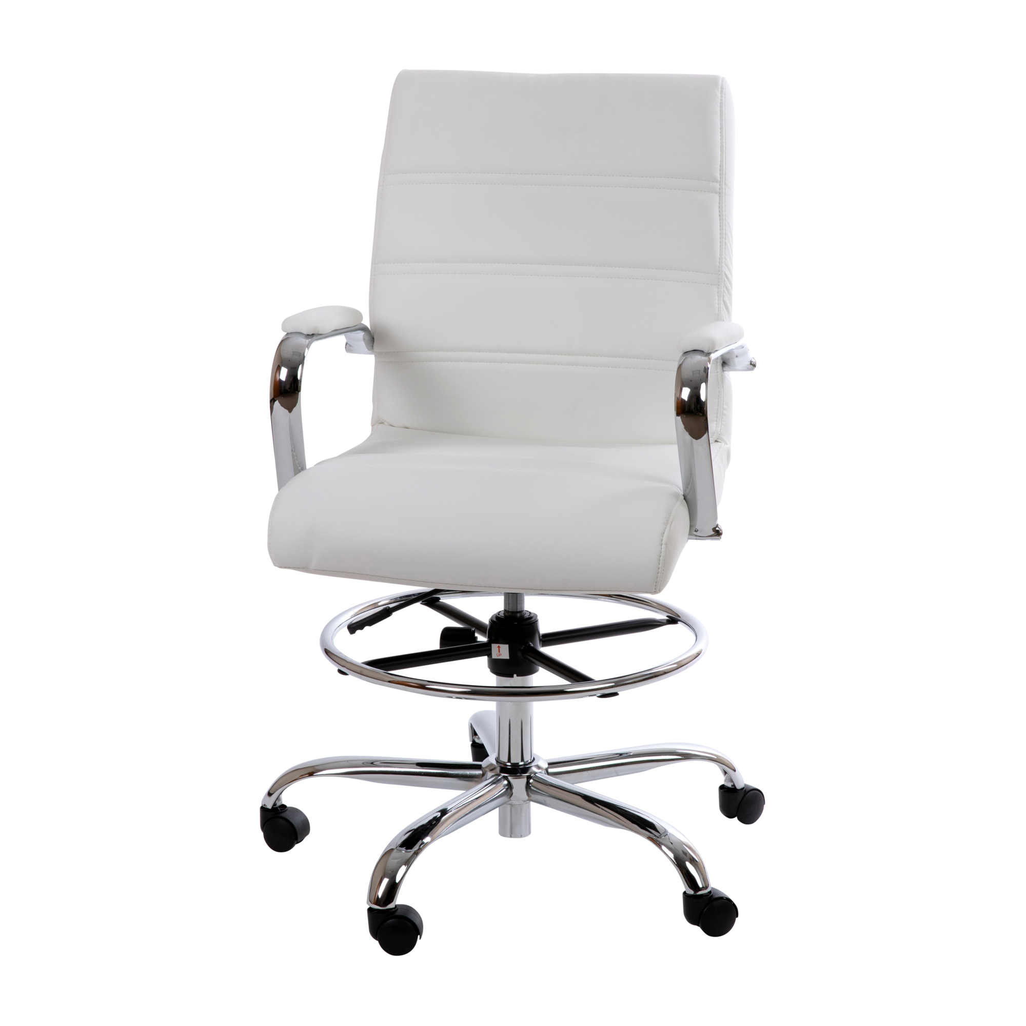 Flash Furniture, White LeatherSoft Drafting Chair with Foot Ring, Primary Color White, Included (qty.) 1, Model GO2286BWH