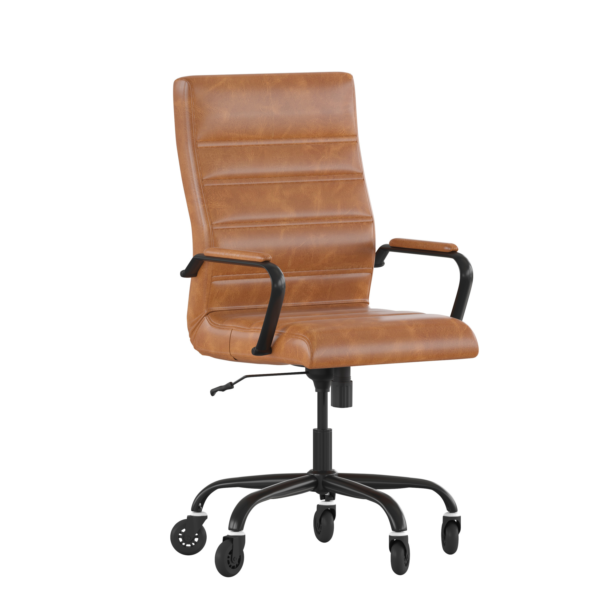 Flash Furniture, Brown LeatherSoft Roller Wheel Executive Chair, Primary Color Brown, Included (qty.) 2, Model GO2286HBRBKRLB