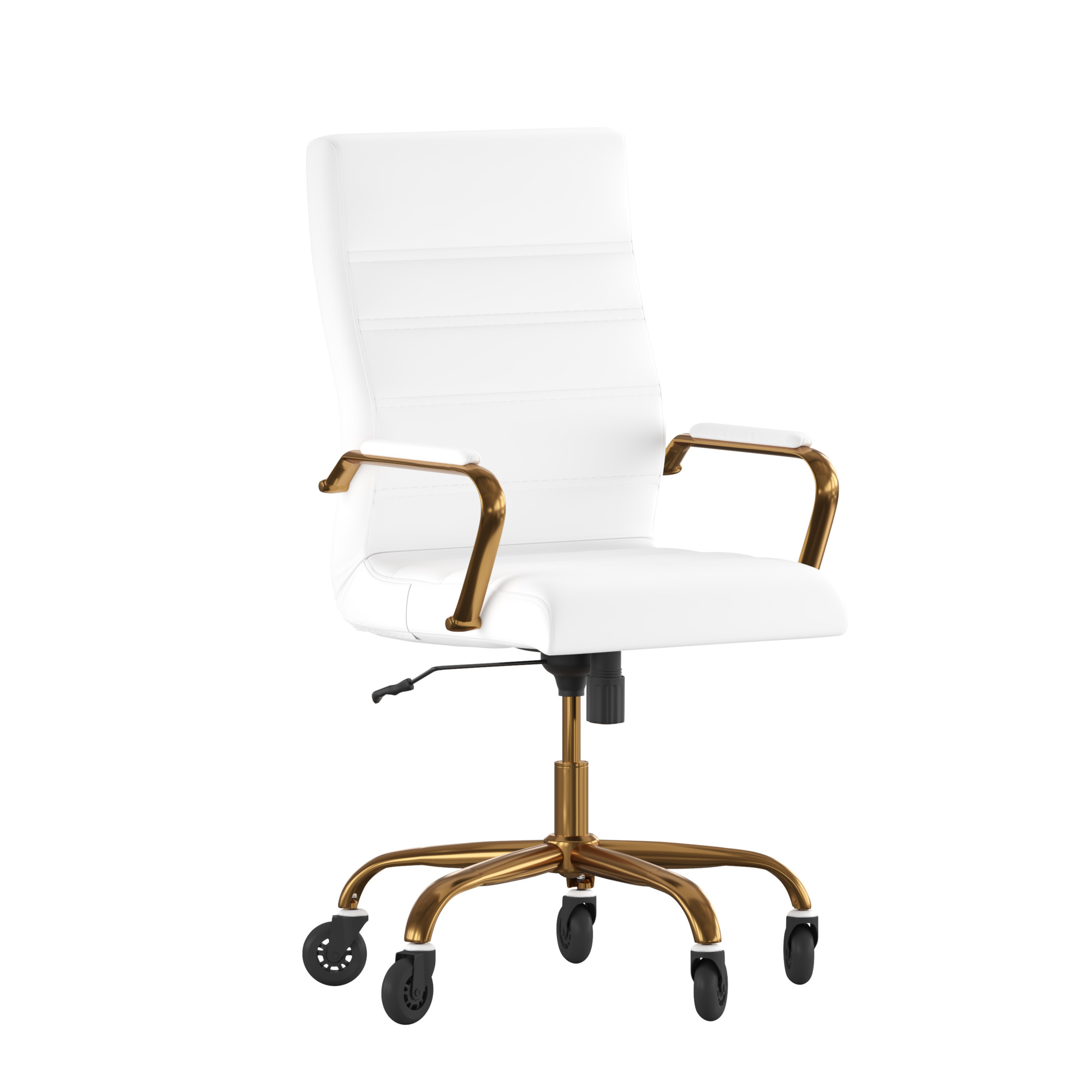 Flash Furniture, White LeatherSoft Roller Wheel Executive Chair, Primary Color White, Included (qty.) 2, Model GO2286HWHGLDRLB