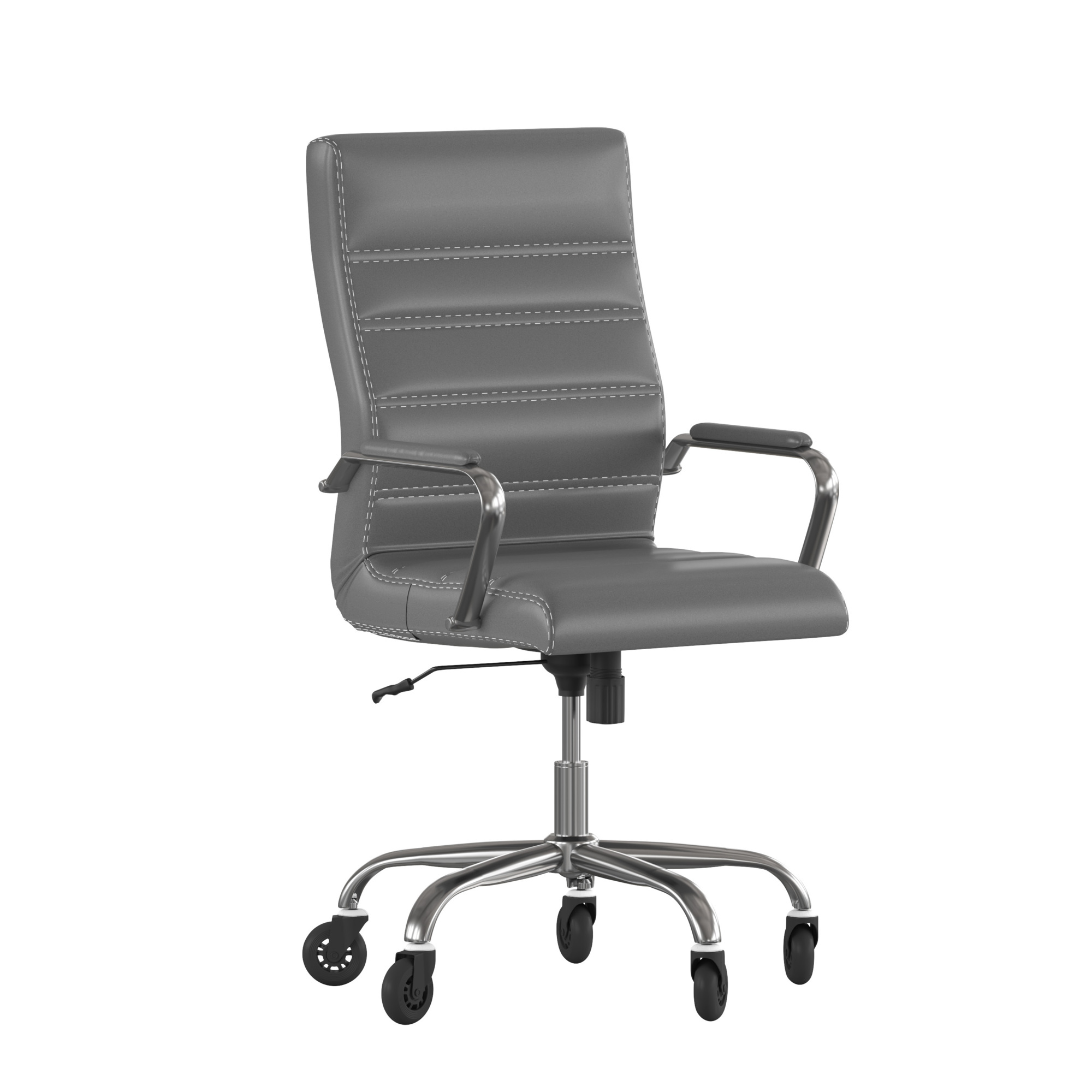 Flash Furniture, Gray LeatherSoft Roller Wheel Executive Chair, Primary Color Gray, Included (qty.) 2, Model GO2286HGRRLB