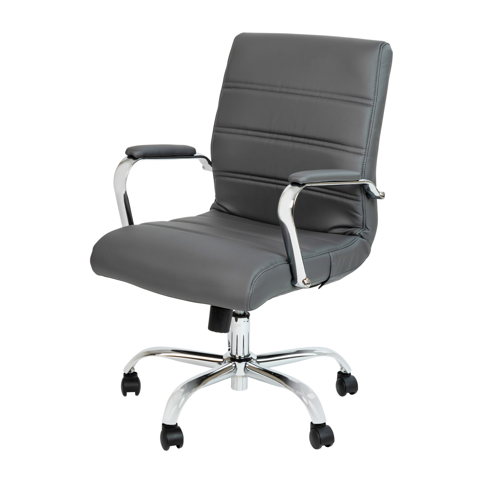 Flash Furniture, Mid-Back Gray/Chrome LeatherSoft Executive Chair, Primary Color Gray, Included (qty.) 1, Model GO2286MGR