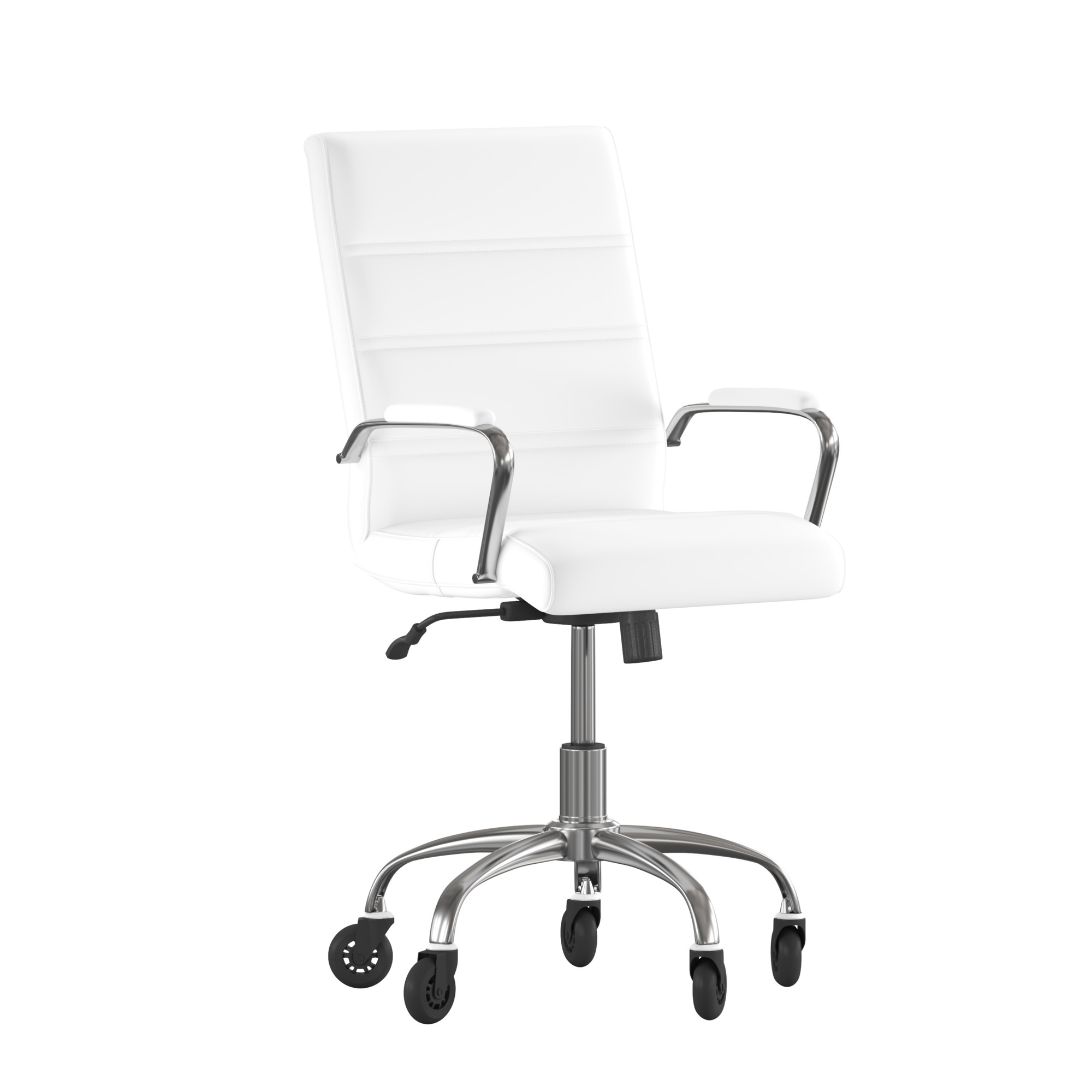 Flash Furniture, White LeatherSoft Roller Wheel Executive Chair, Primary Color White, Included (qty.) 2, Model GO2286MWHRLB