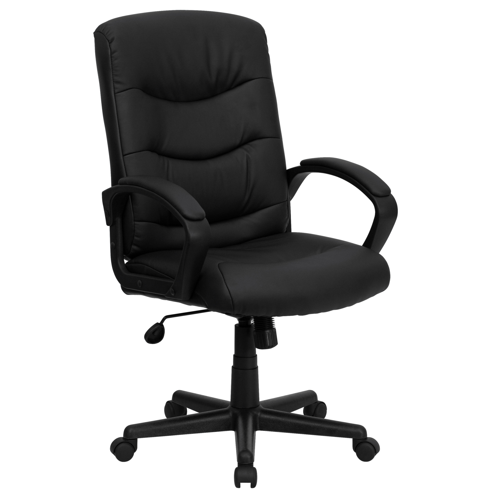 Flash Furniture, Mid-Back Black LeatherSoft Swivel Office Chair, Primary Color Black, Included (qty.) 1, Model GO9771BKLEA