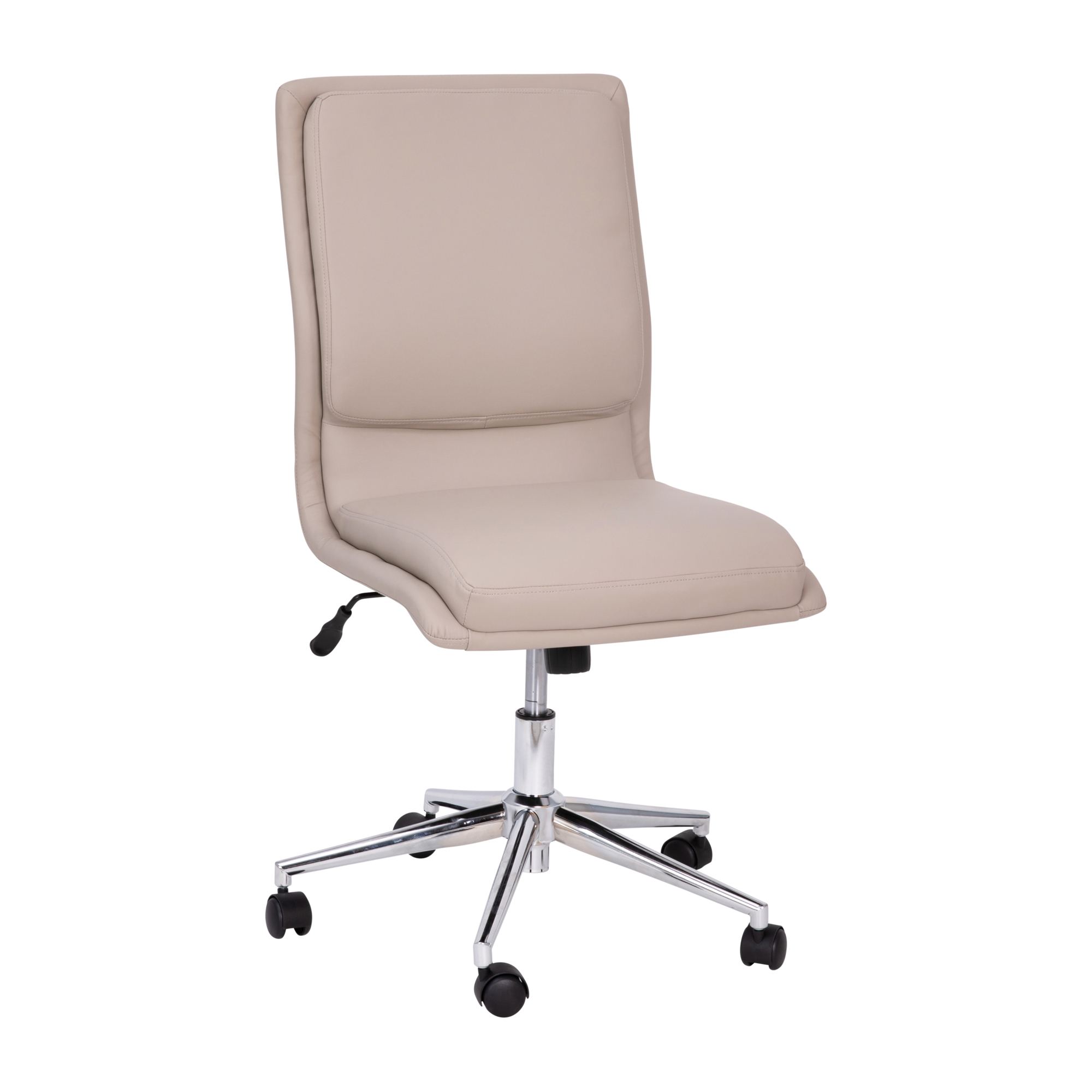 Flash Furniture, Taupe Mid-Back Armless LeatherSoft Office Chair, Primary Color Beige, Included (qty.) 1, Model GO21111TAUPE