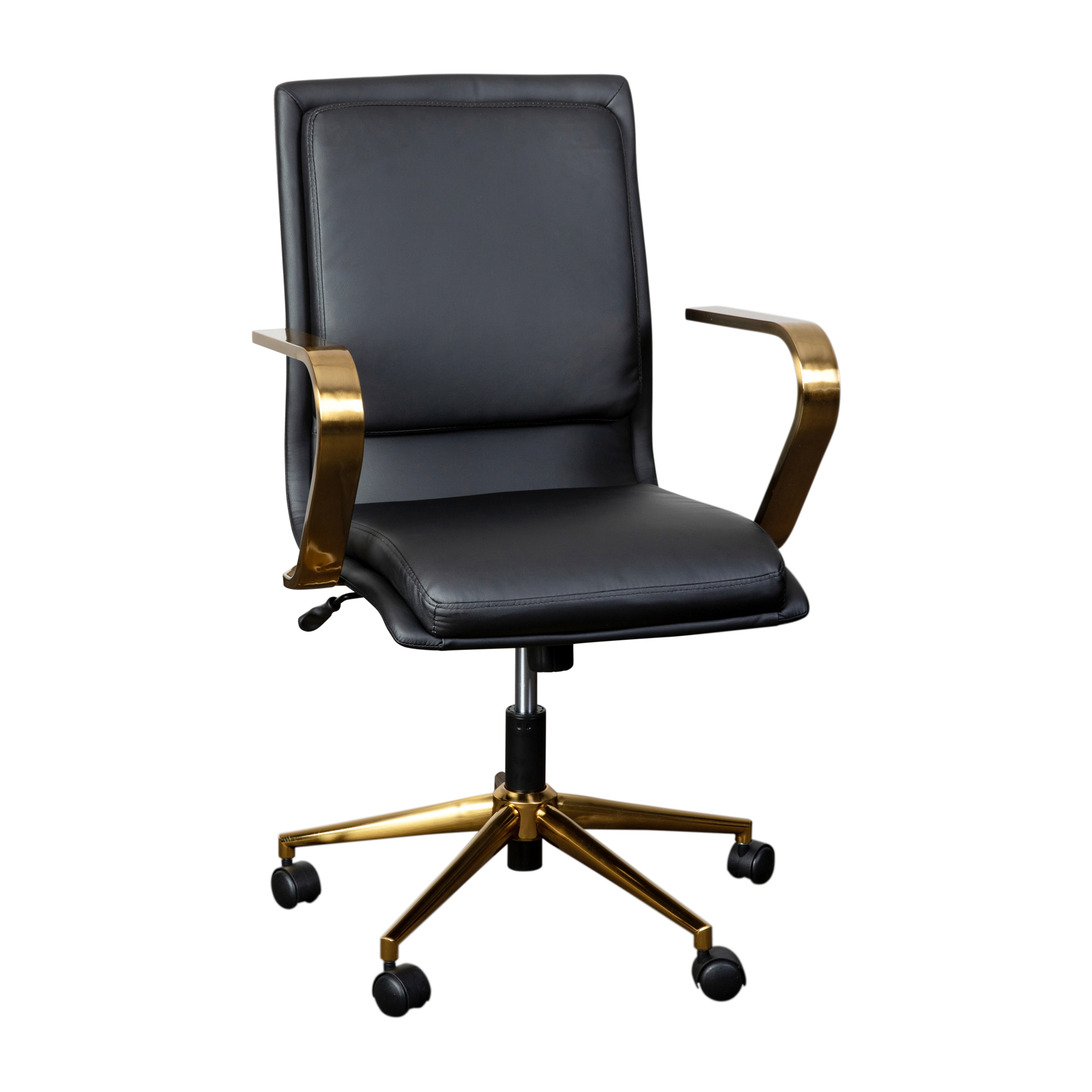 Flash Furniture, Black LeatherSoft Office Chair with Gold Arms, Primary Color Black, Included (qty.) 1, Model GO21111BBKGLD