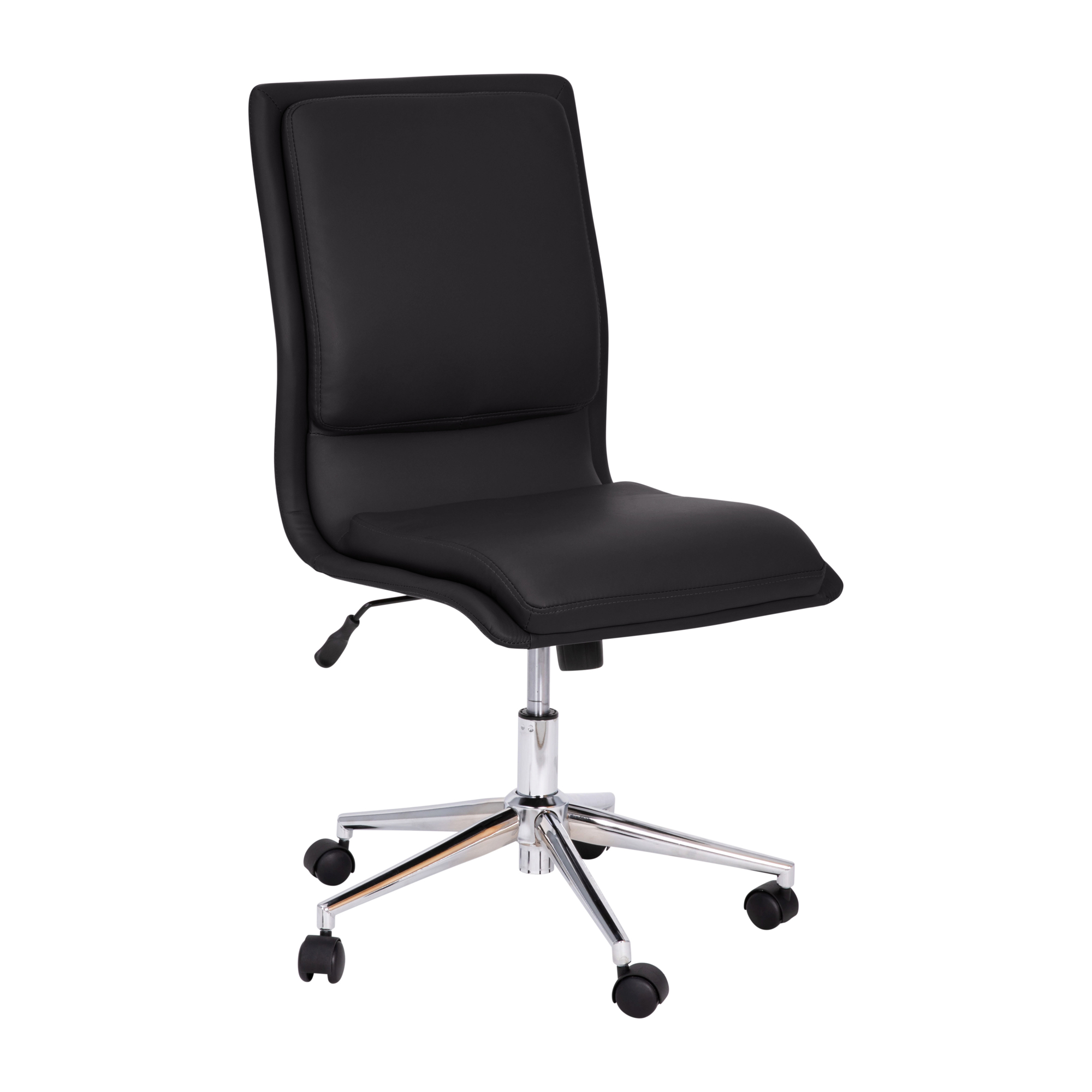Flash Furniture, Black Mid-Back Armless LeatherSoft Office Chair, Primary Color Black, Included (qty.) 1, Model GO21111BK