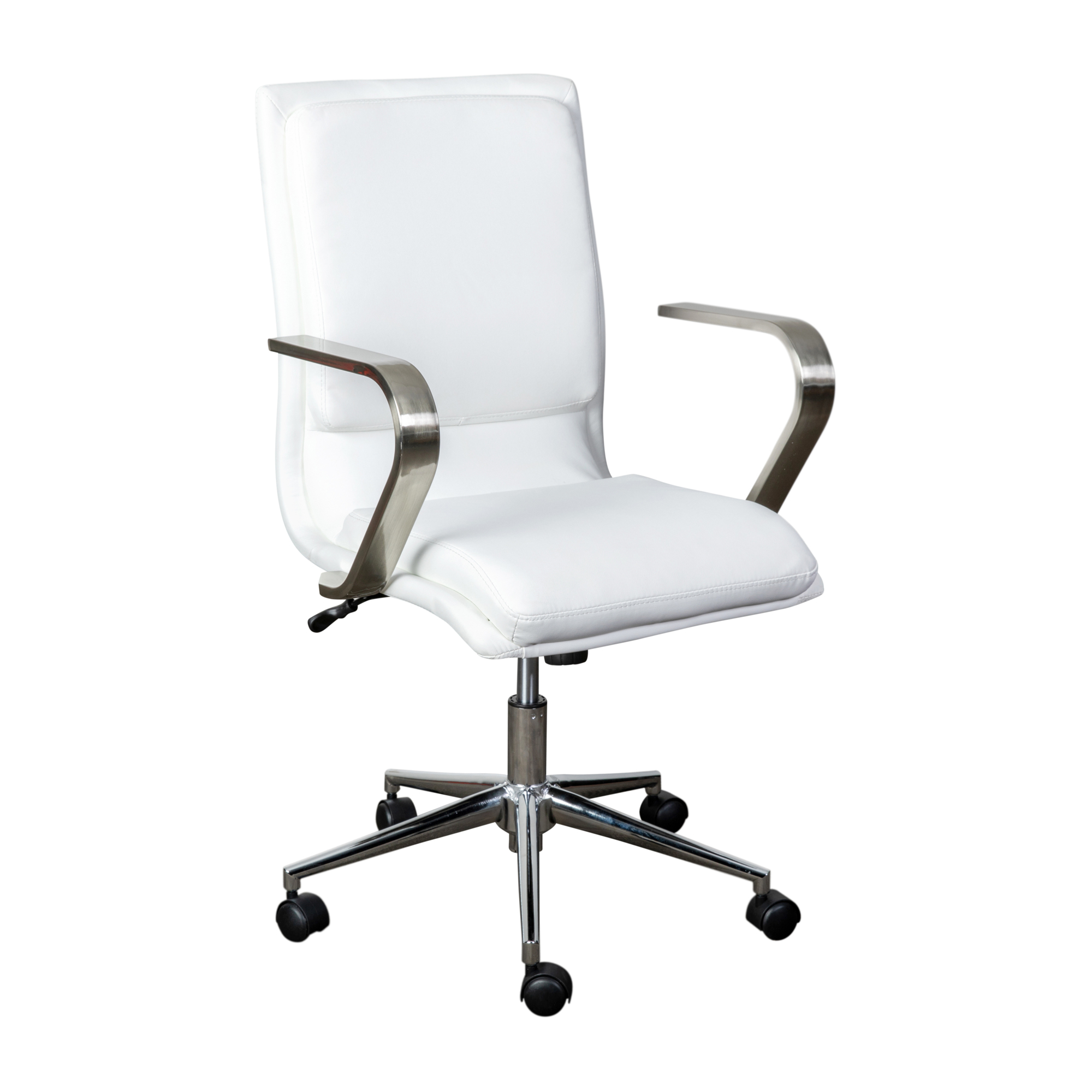 Flash Furniture, White LeatherSoft Office Chair with Chrome Arms, Primary Color White, Included (qty.) 1, Model GO21111BWHCHR