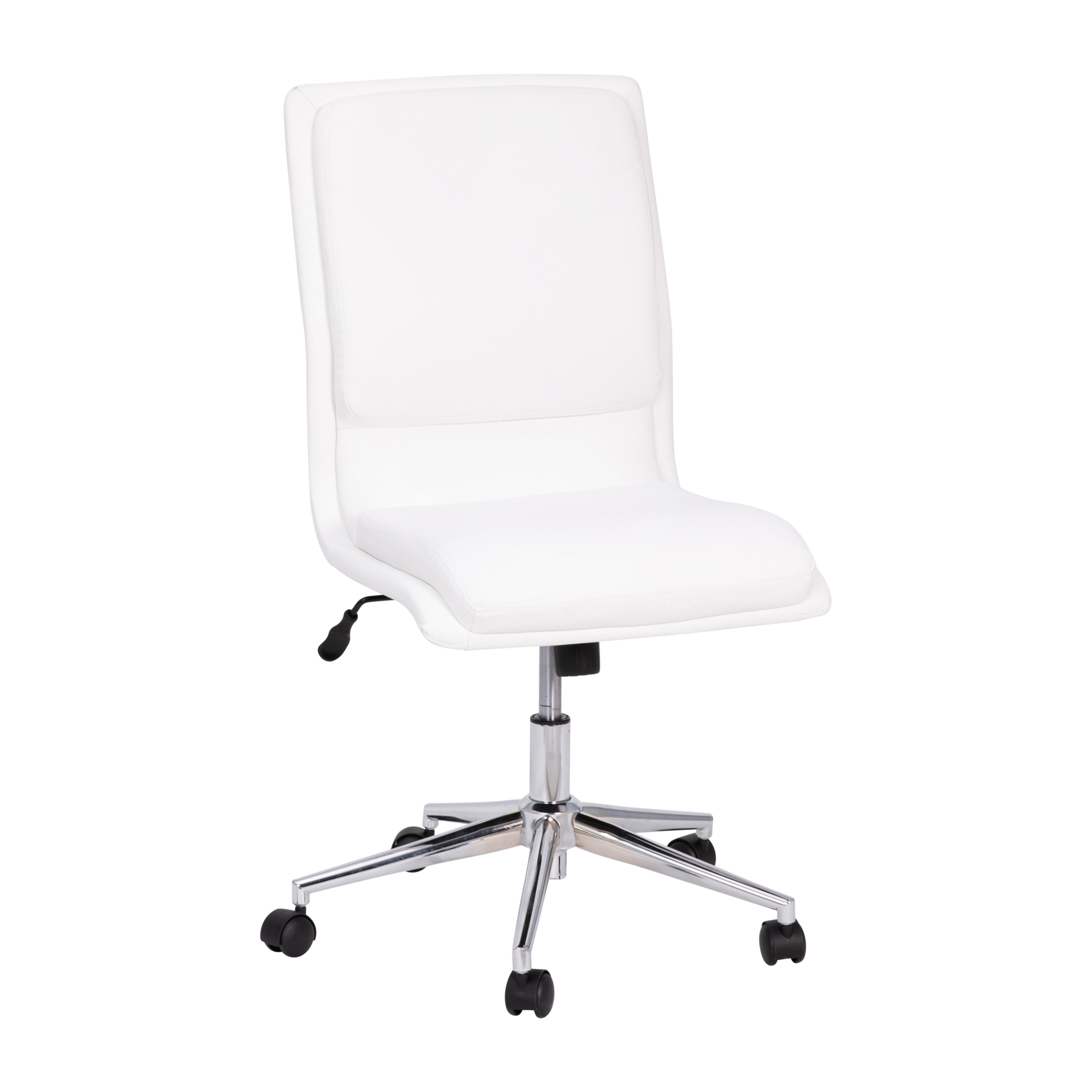 Flash Furniture, White Mid-Back Armless LeatherSoft Office Chair, Primary Color White, Included (qty.) 1, Model GO21111WH