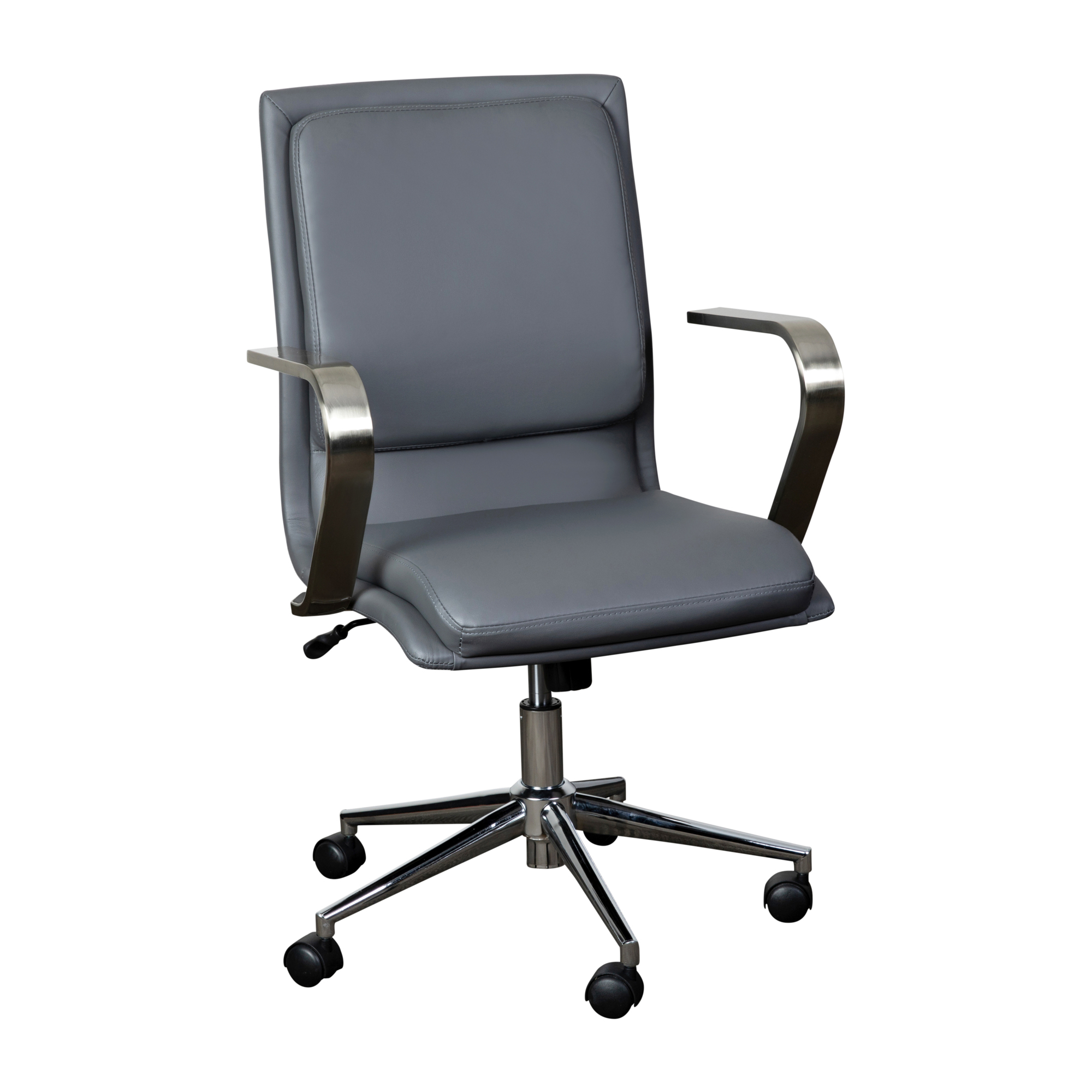 Flash Furniture, Gray LeatherSoft Office Chair with Chrome Arms, Primary Color Gray, Included (qty.) 1, Model GO21111BGYCHR