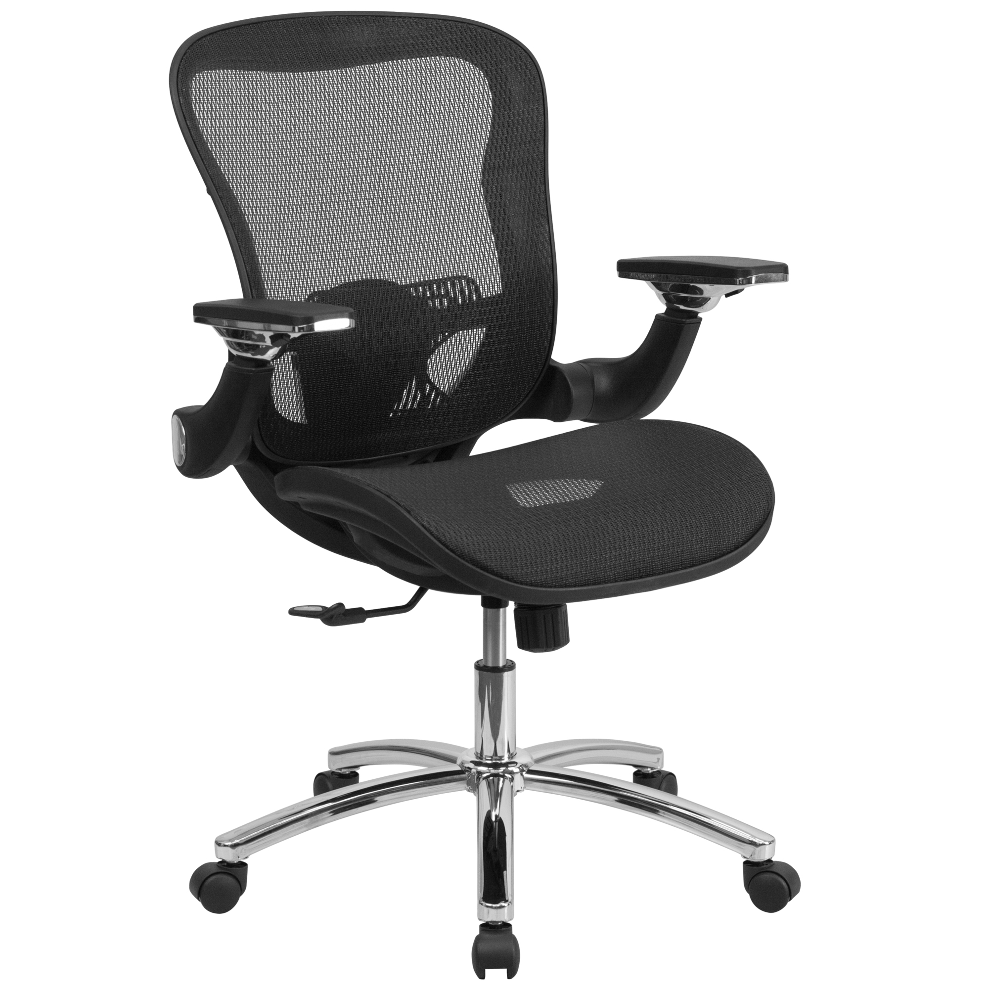 Flash Furniture, Mid-Back Black Mesh Chair-Synchro-Tilt Adj. Arms, Primary Color Black, Included (qty.) 1, Model GOWY87