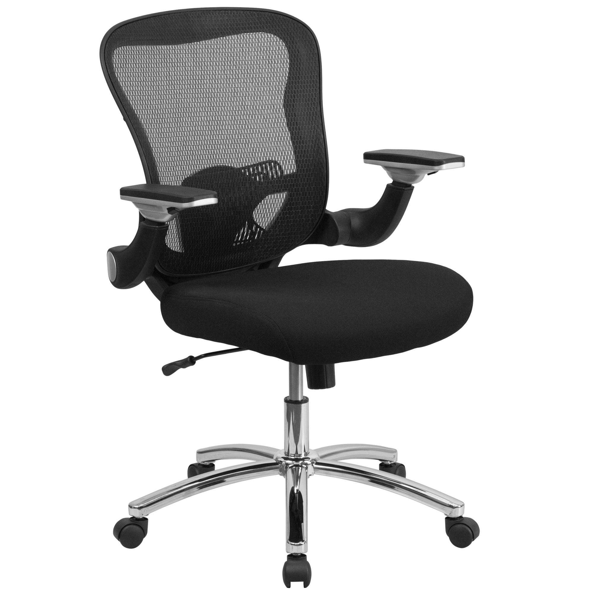 Flash Furniture, Mid-Back Black Mesh Chair Height Adj. Flip-Up Arms, Primary Color Black, Included (qty.) 1, Model GOWY872