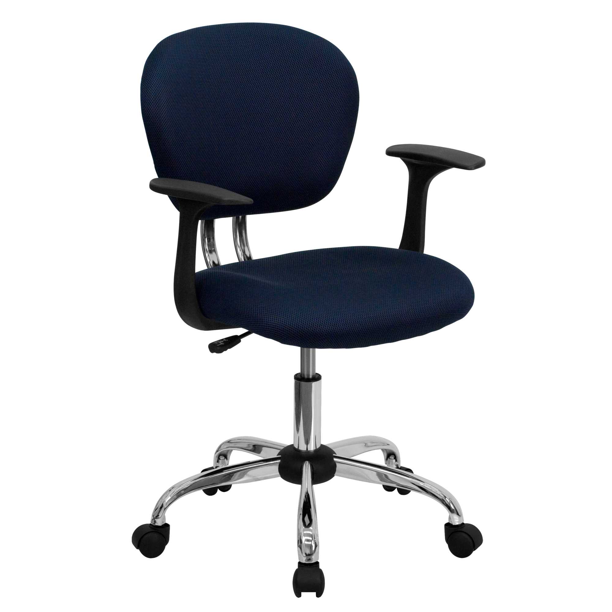 Flash Furniture, Mid-Back Navy Mesh Padded Swivel Office Chair, Primary Color Blue, Included (qty.) 1, Model H2376FNAVYARMS