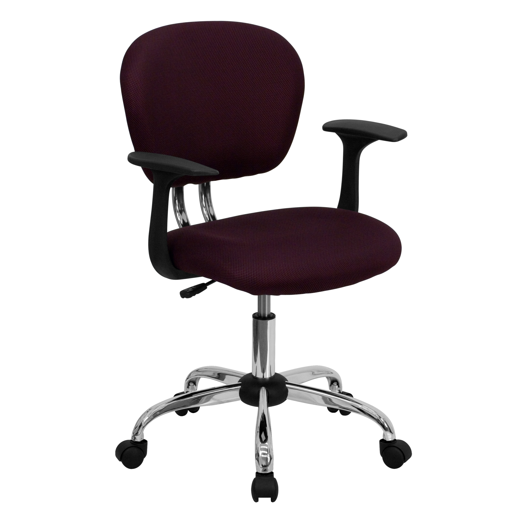 Flash Furniture, Mid-Back Burgundy Mesh Padded Office Chair, Primary Color Burgundy, Included (qty.) 1, Model H2376FBYARMS