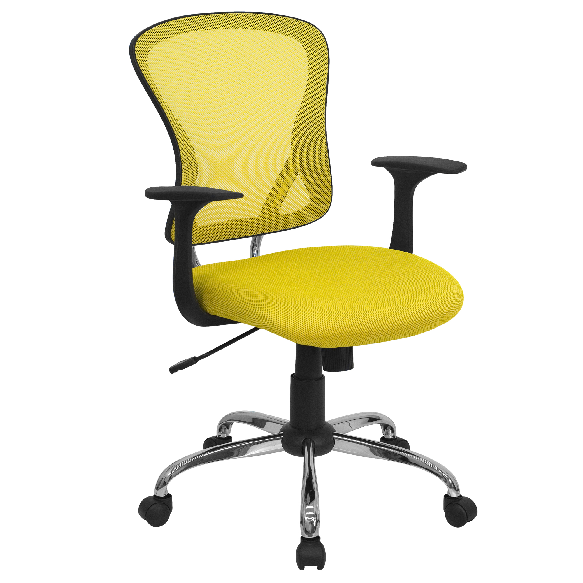 Flash Furniture, Mid-Back Yellow Mesh Swivel Task Office Chair, Primary Color Yellow, Included (qty.) 1, Model H8369FYEL