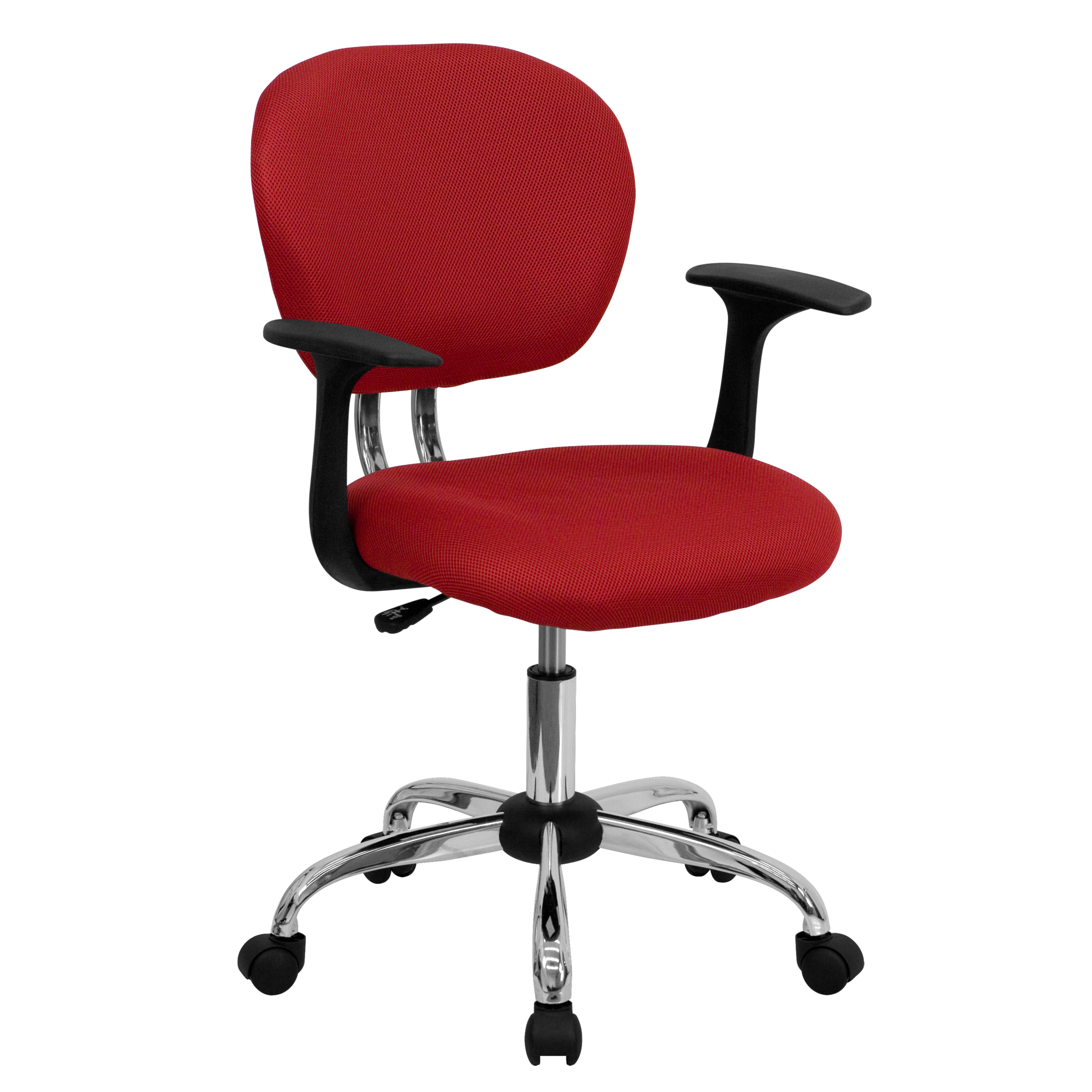 Flash Furniture, Mid-Back Red Mesh Padded Swivel Office Chair, Primary Color Red, Included (qty.) 1, Model H2376FREDARMS